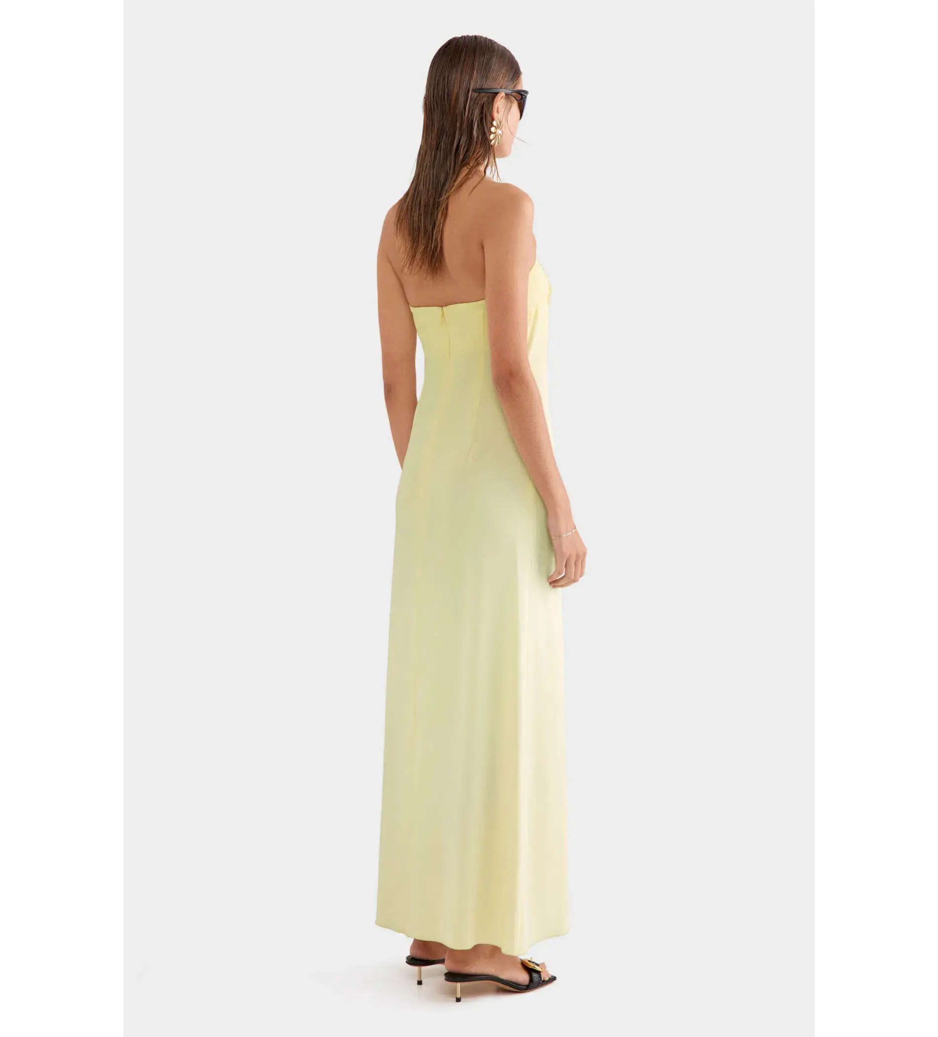 Venroy Beaded Strapless Maxi Dress Pastel Yellow Size 6  - Image 3
