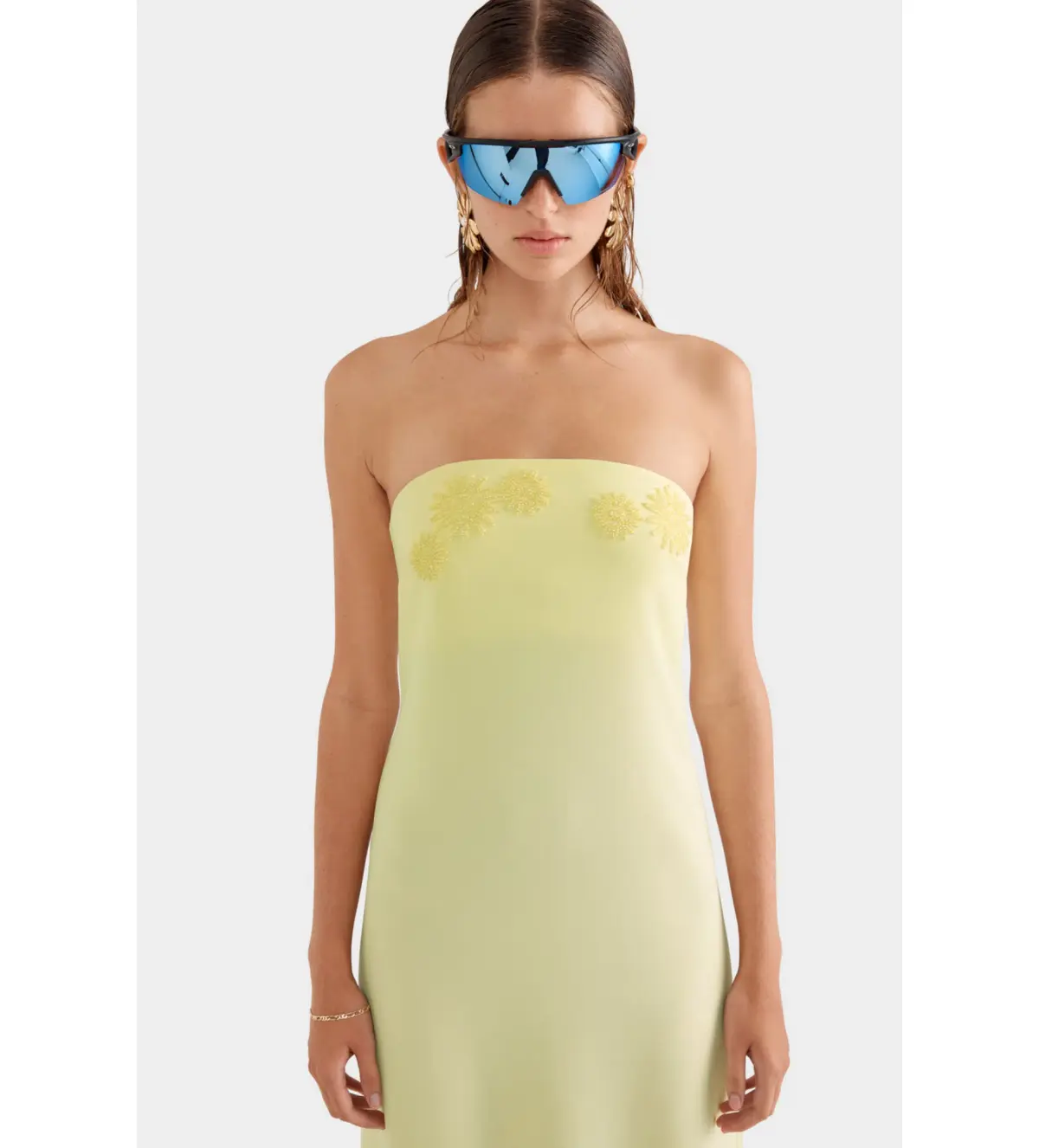 Venroy Beaded Strapless Maxi Dress Pastel Yellow Size 6  - Image 2