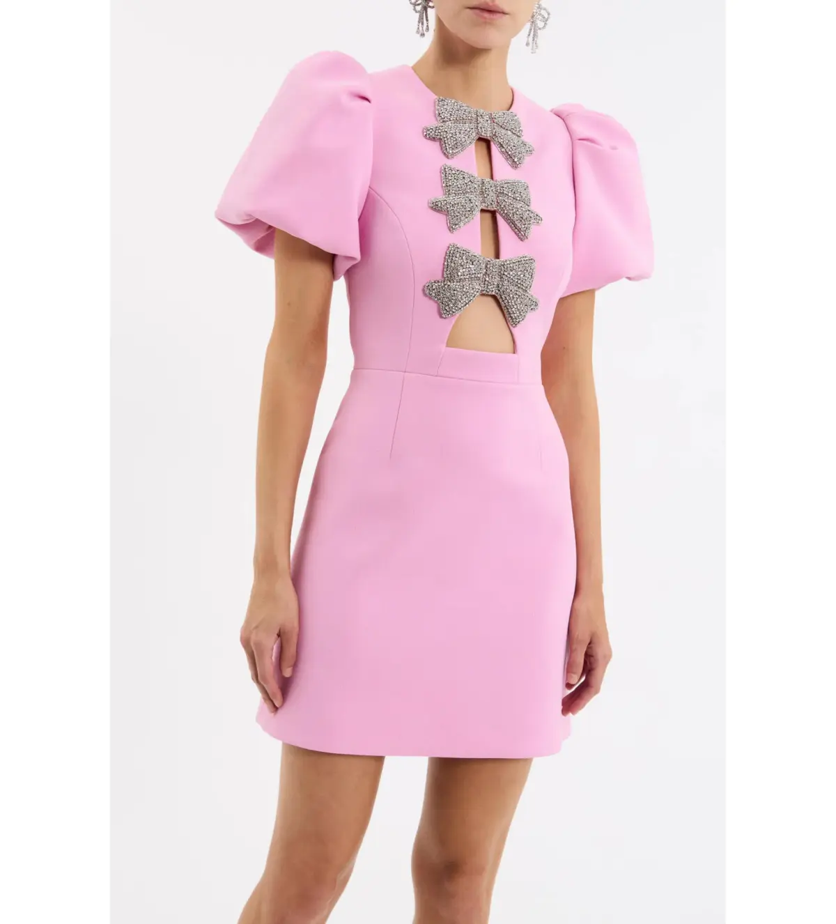 Rebecca Vallance Juliana Puff Sleeve Mini Dress Pink Size AU 12 - Image 3