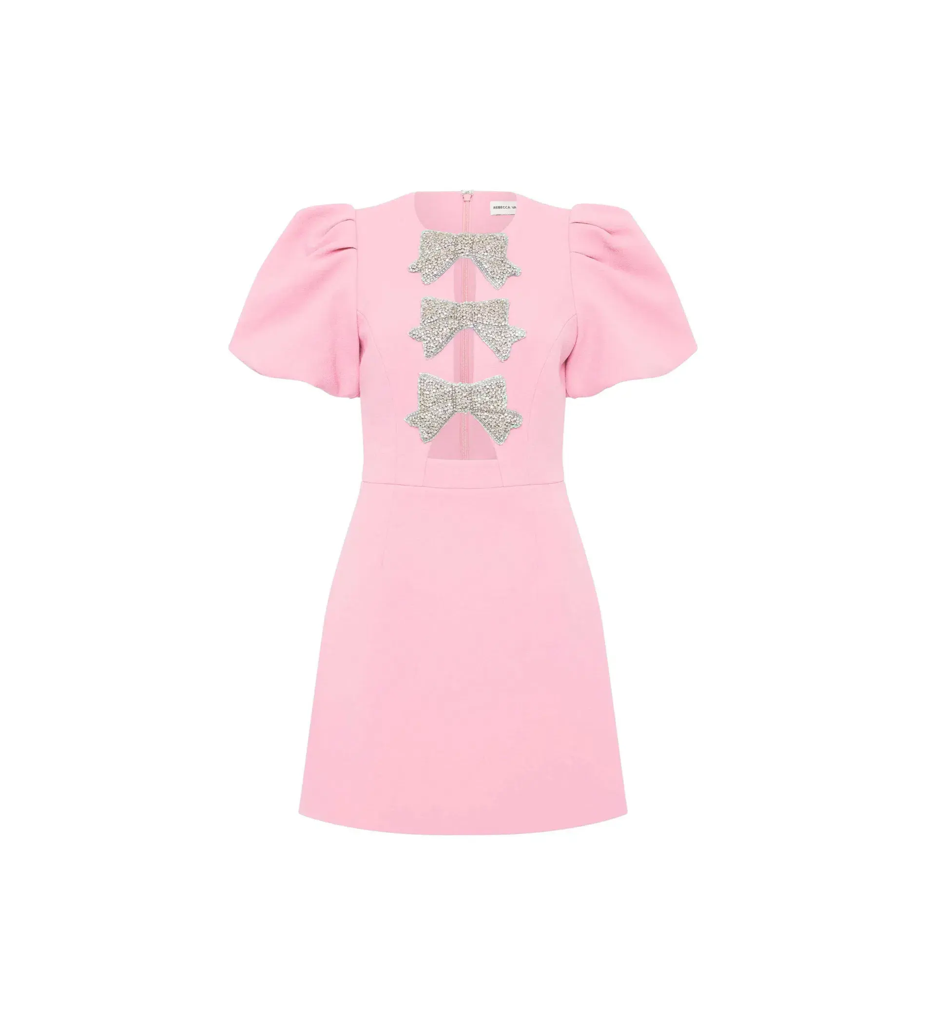 Rebecca Vallance Juliana Puff Sleeve Mini Dress Pink Size AU 12 - Image 5