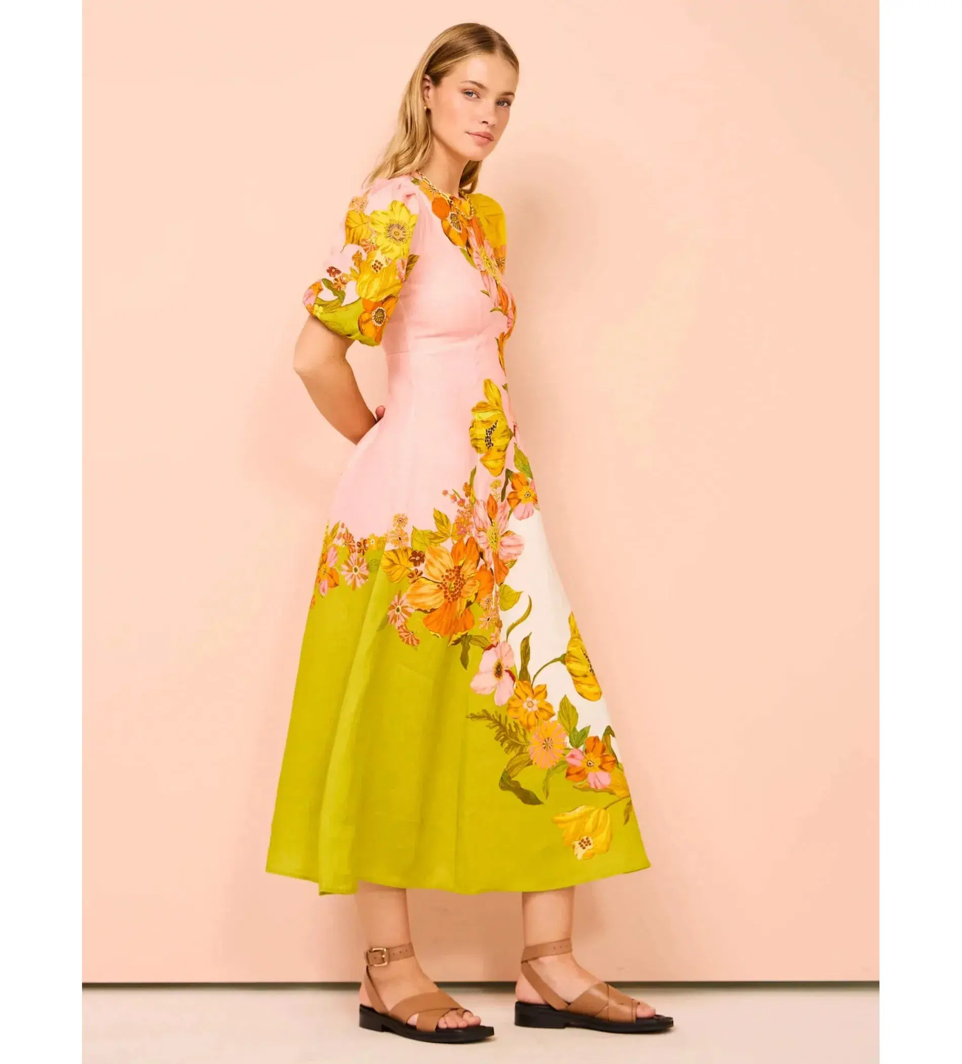 Alemais Silas Midi Dress In Floral Size AU 8 - Image 3