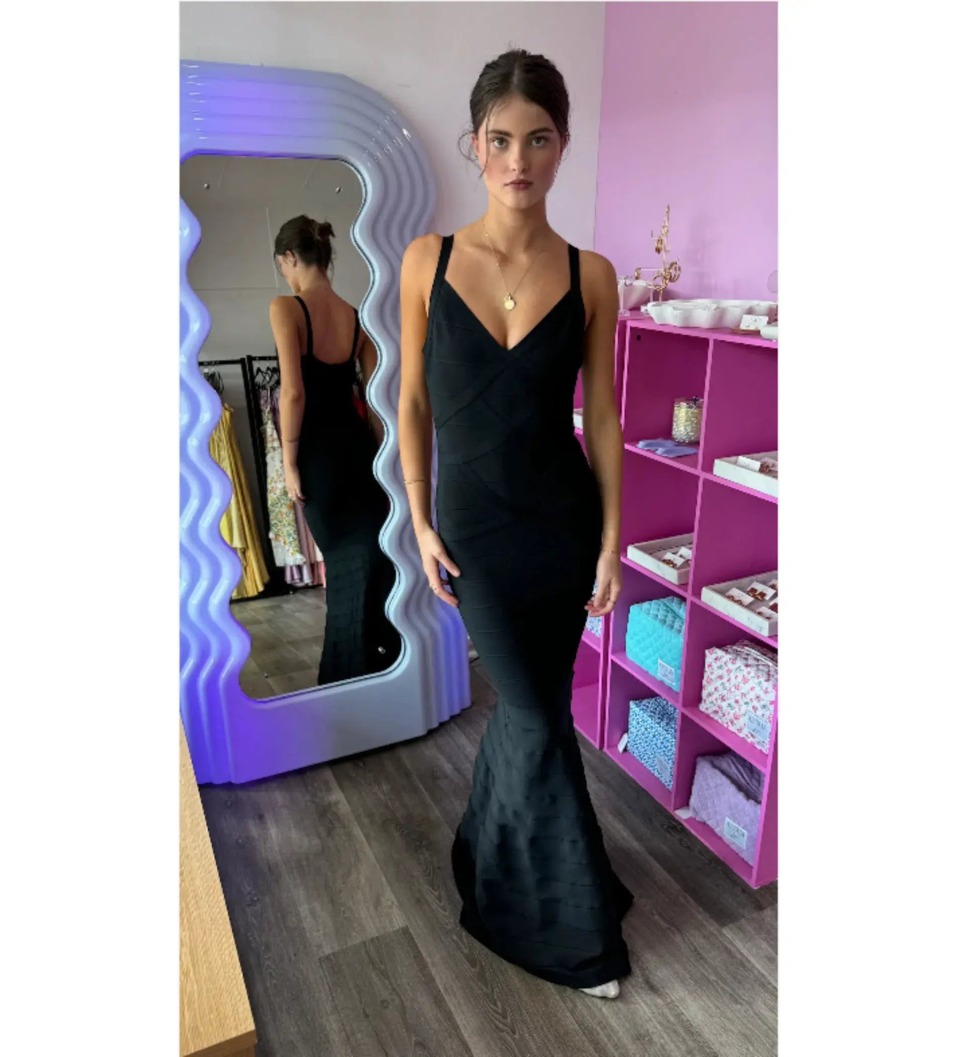 Herve Leger V-Neck Bandage Gown Black Size XS / AU 6 - Image 1