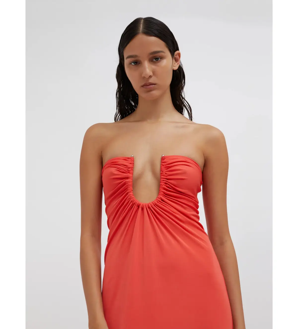 Christopher Esber Arced Palm Strapless Dress Grapefruit Size XS / AU 6 - Image 2