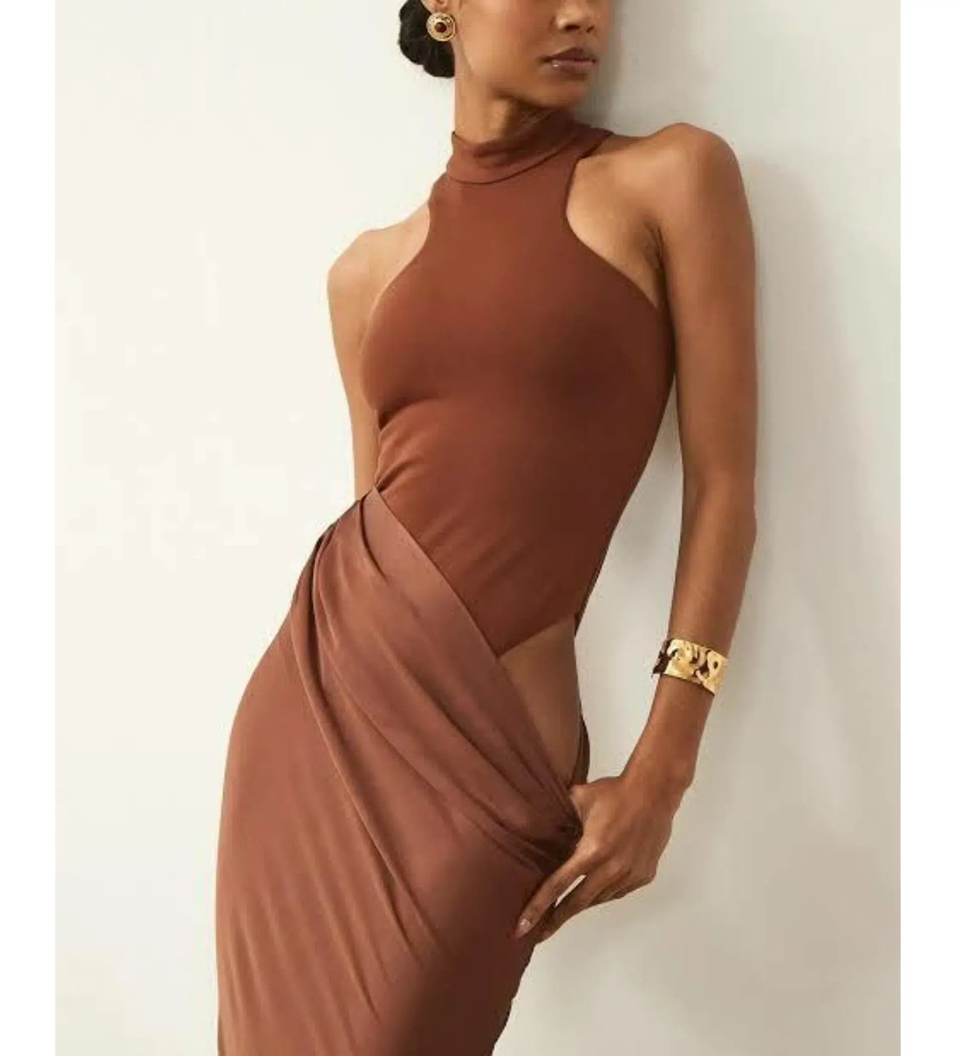 Camila Coelho Estrella Maxi Dress Nutshell Brown Size XS / AU 6  - Image 2