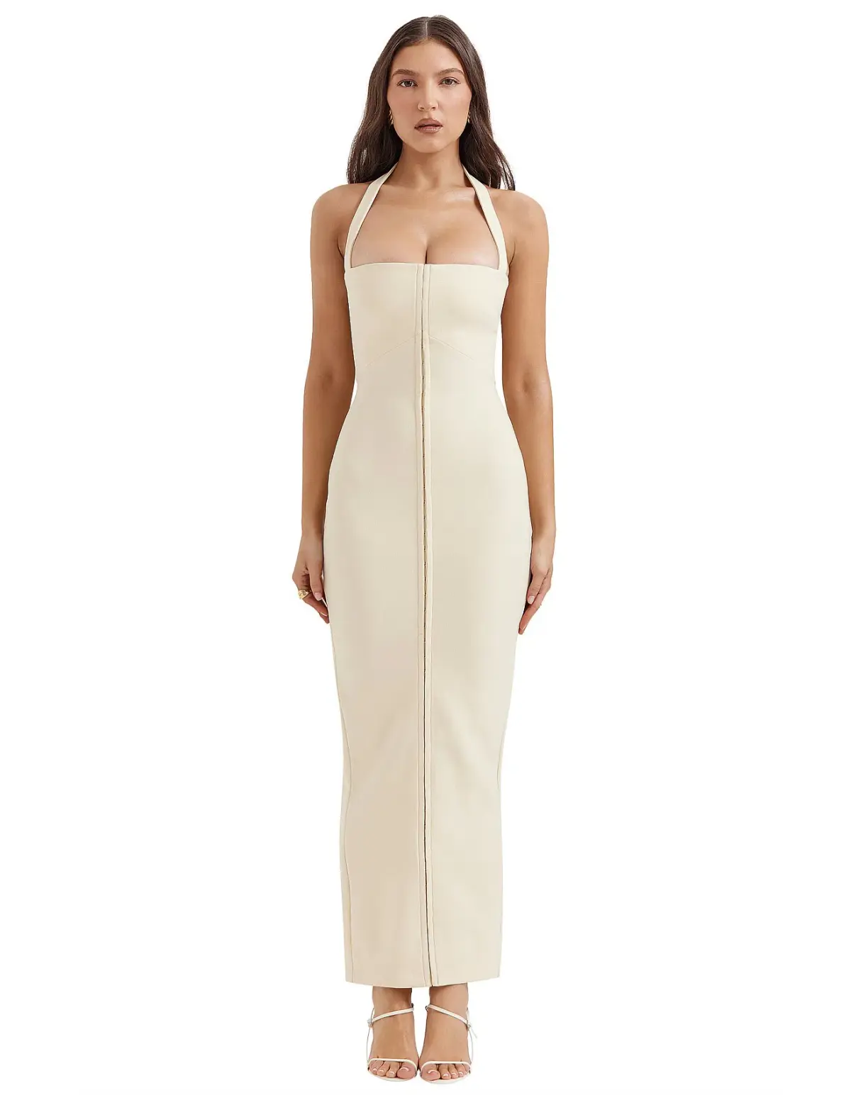 House Of Cb Mia Halter Maxi Dress Ecru Size Small / AU 8 - Image 1