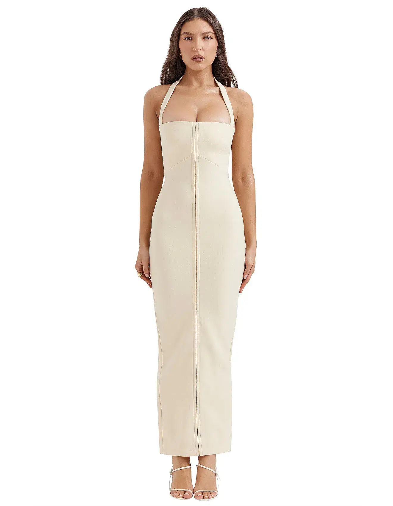 House Of Cb Mia Halter Maxi Dress Ecru Size Small / AU 8 - Image 1