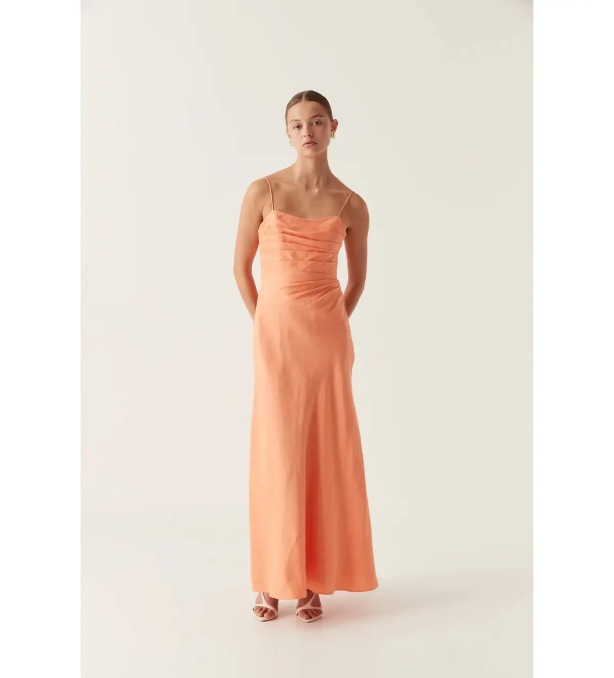 Aje Clarice Draped Maxi Dress Sunset Orange Size AU 8 - Image 1