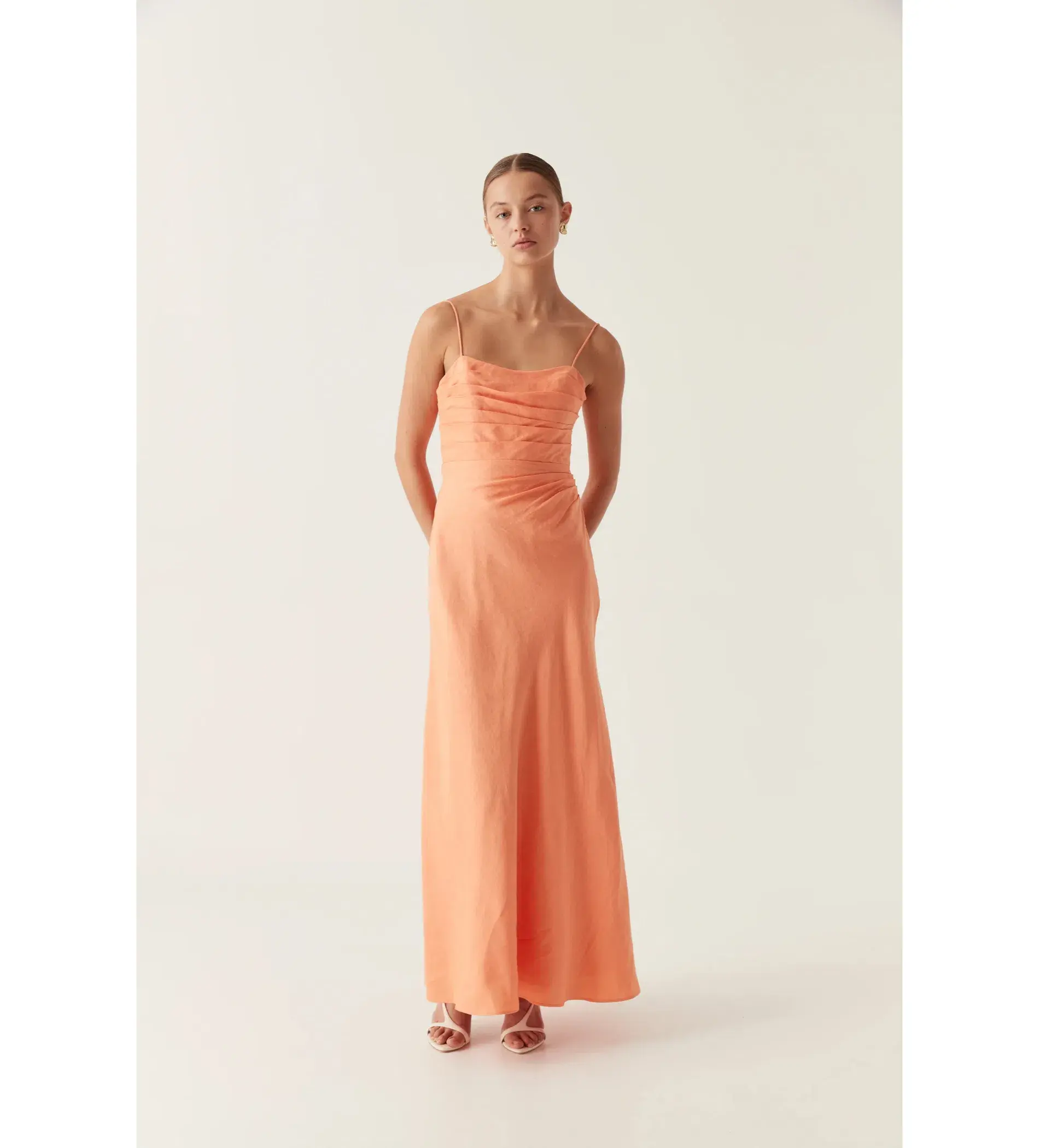 Aje Clarice Draped Maxi Dress Sunset Orange Size AU 8 - Image 1