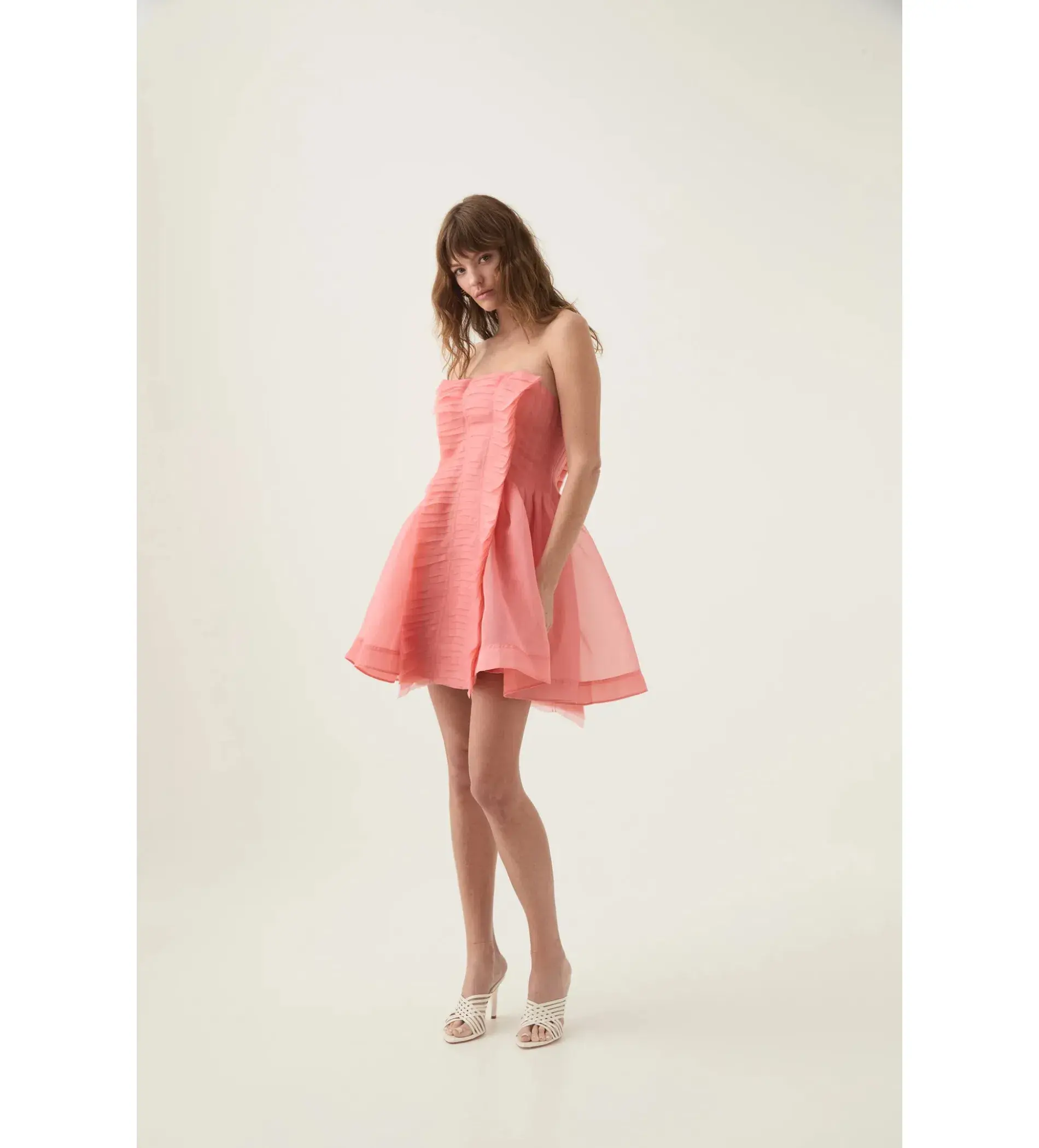Aje Astrid Strapless Mini Dress Washed Coral Size AU 8 - Image 3