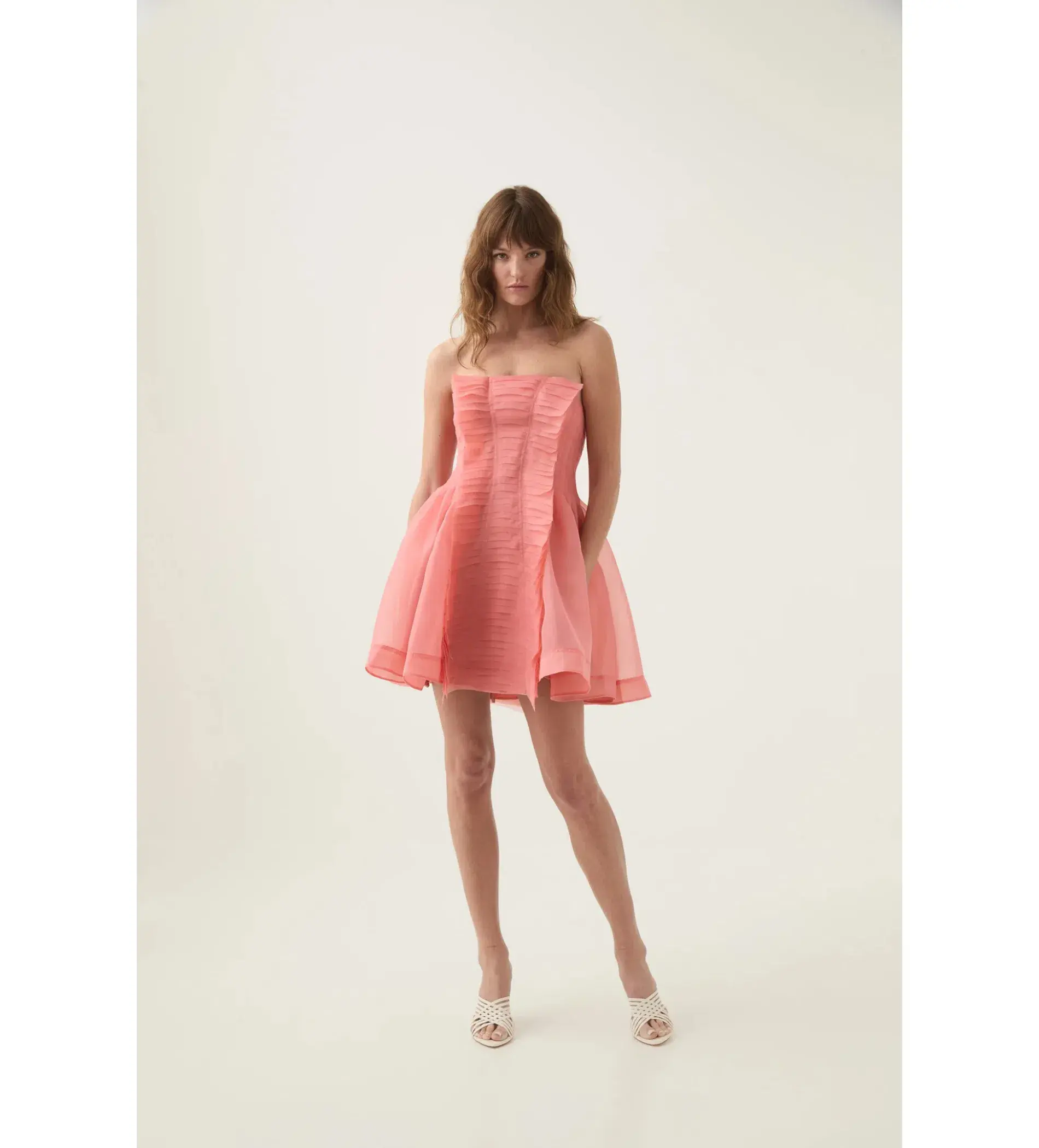 Aje Astrid Strapless Mini Dress Washed Coral Size AU 8 - Image 1