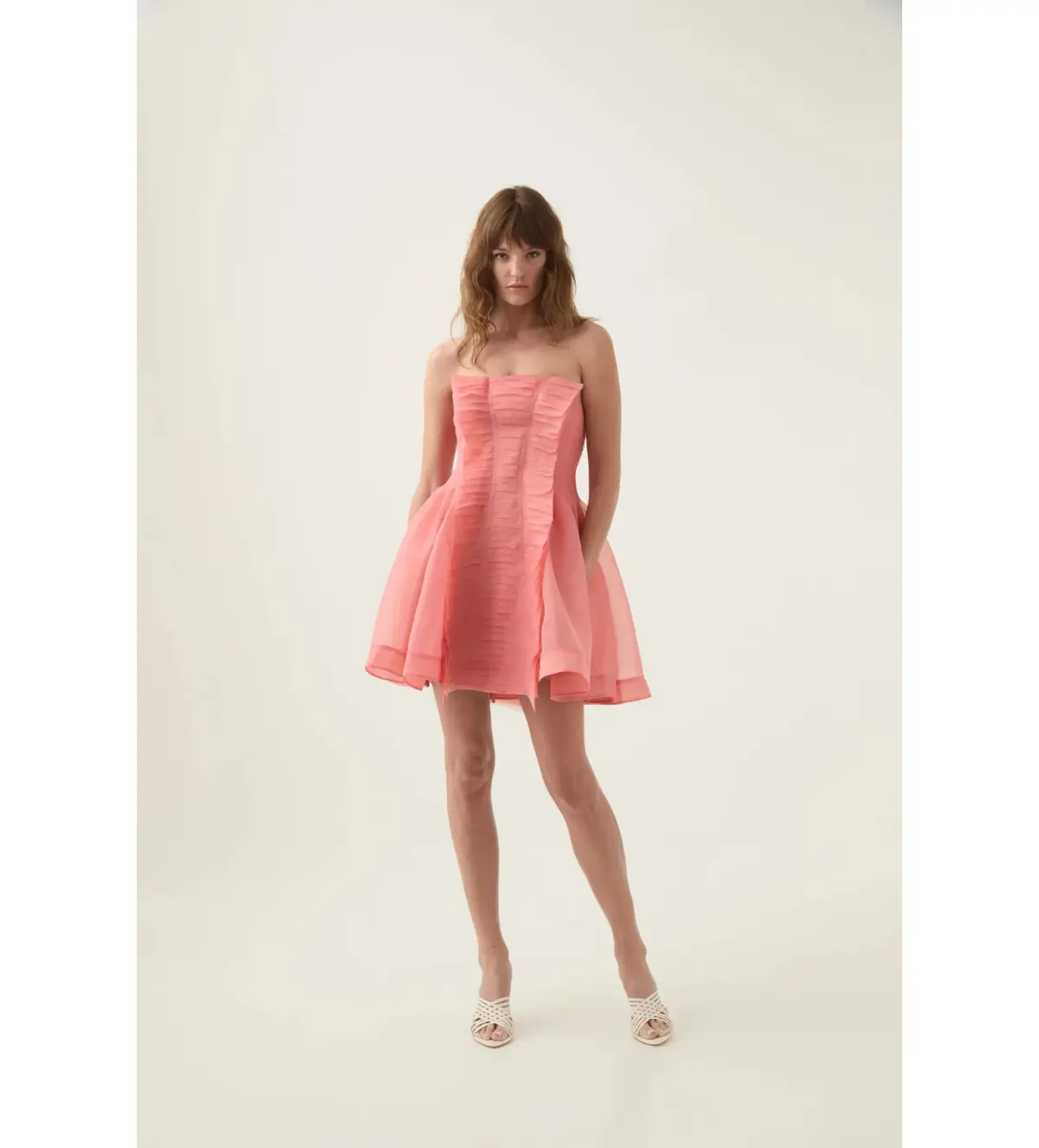 Aje Astrid Strapless Mini Dress Washed Coral Size AU 12 - Image 1