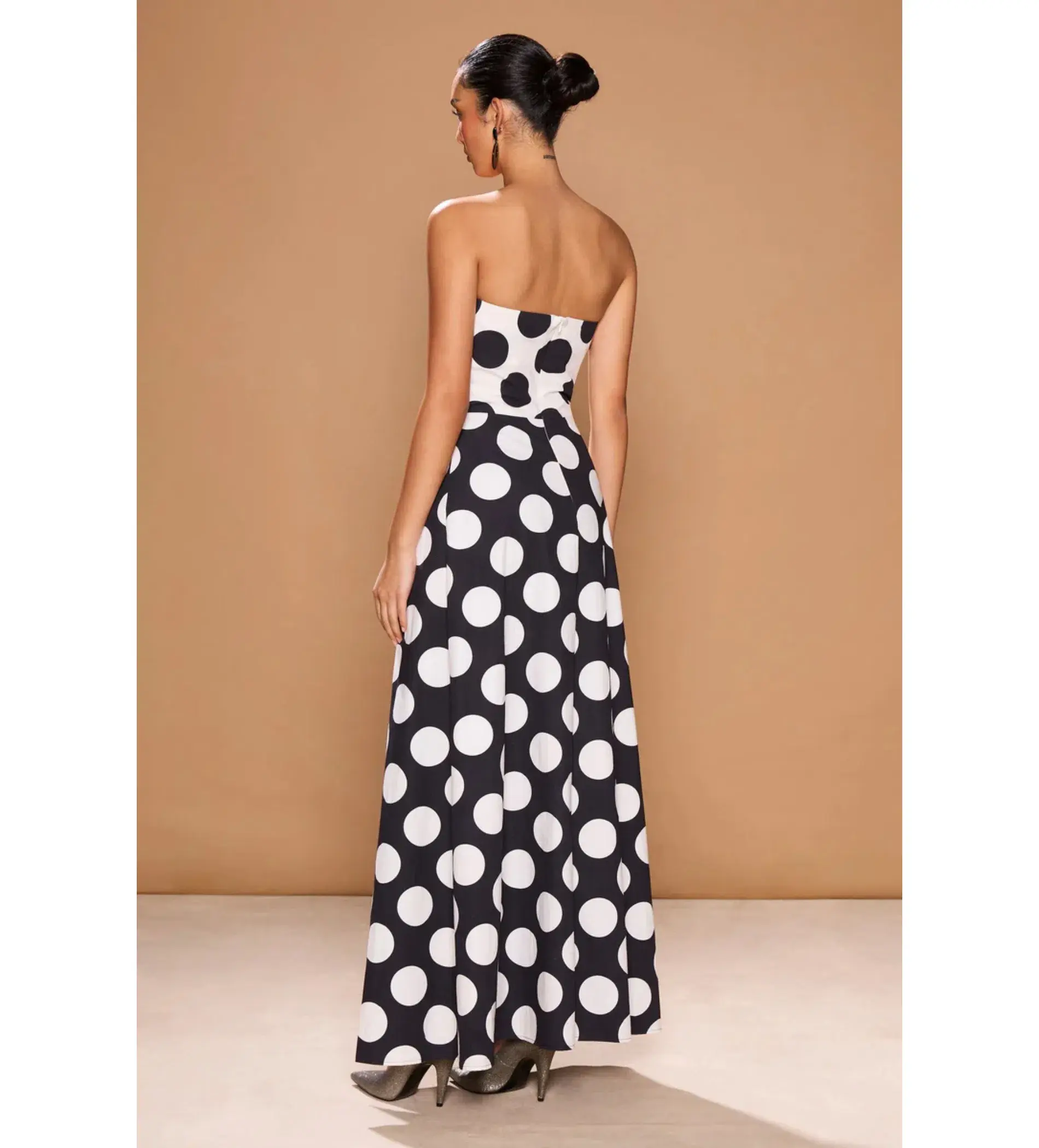 Sonya Moda Sonja Milano Polka Dot Dress Maxi Black Size AU 12 - Image 3