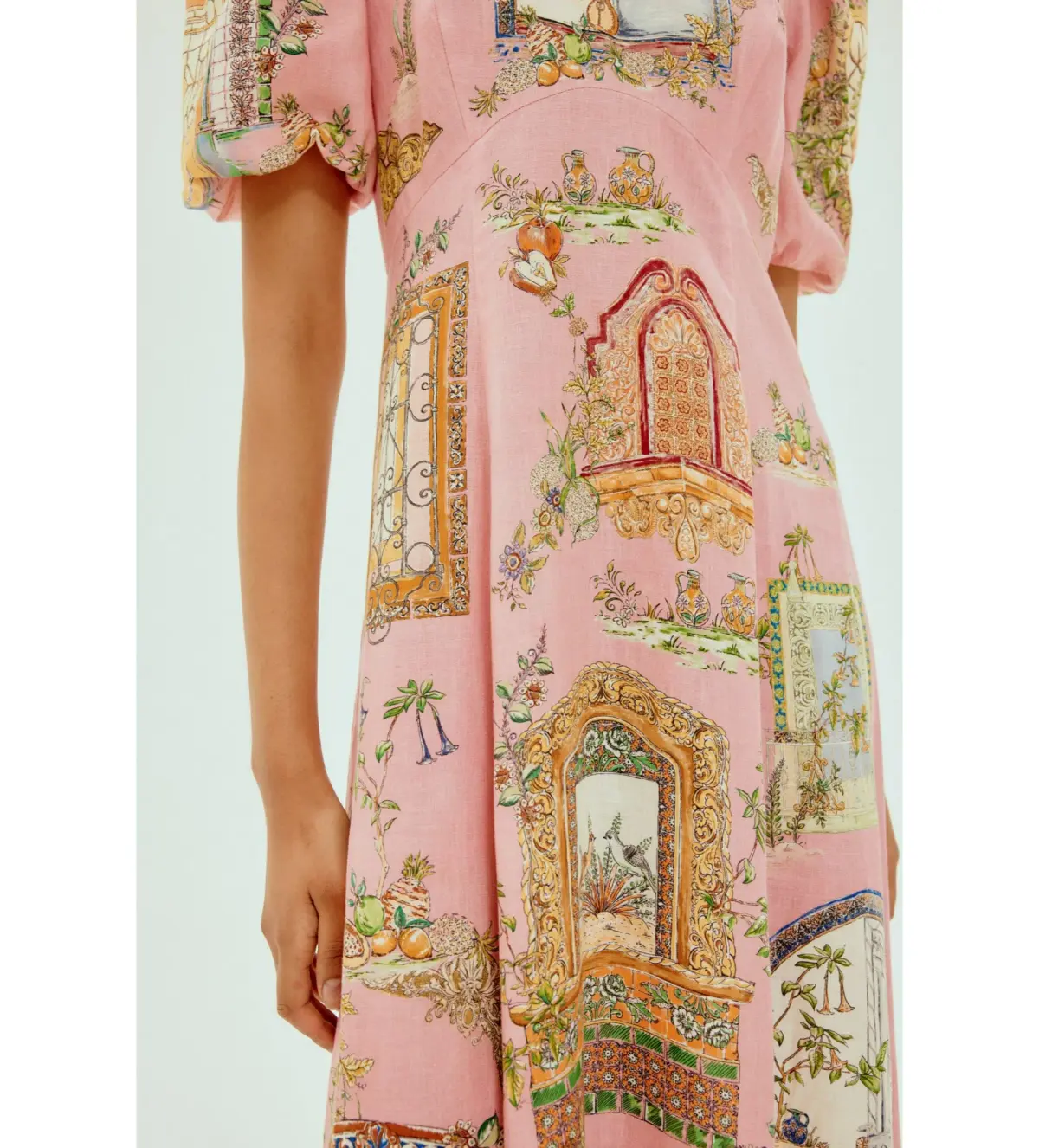 Alemais Monte Midi Dress Pink Print Size AU 16 - Image 2