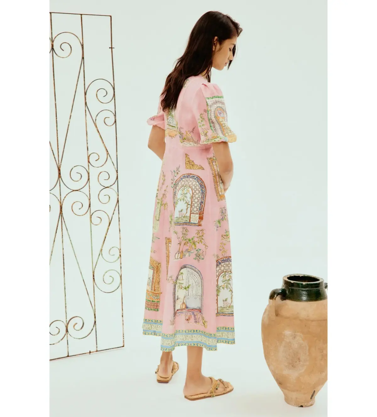 Alemais Monte Midi Dress Pink Print Size AU 16 - Image 4