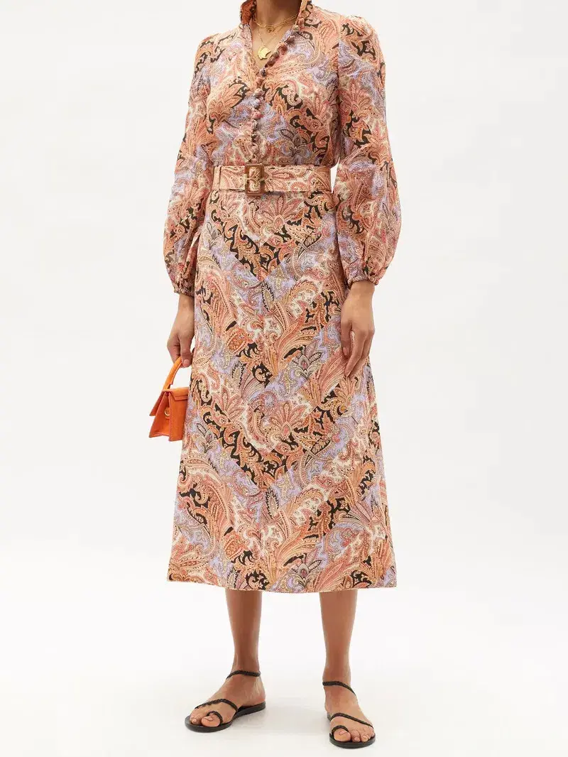 Zimmermann Botanica Chevron Midi Skirt in Chevron Paisley Size 1 AU 10 - Image 1