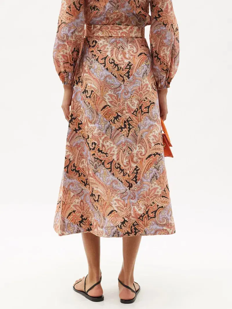Zimmermann Botanica Chevron Midi Skirt in Chevron Paisley Size 1 AU 10 - Image 3