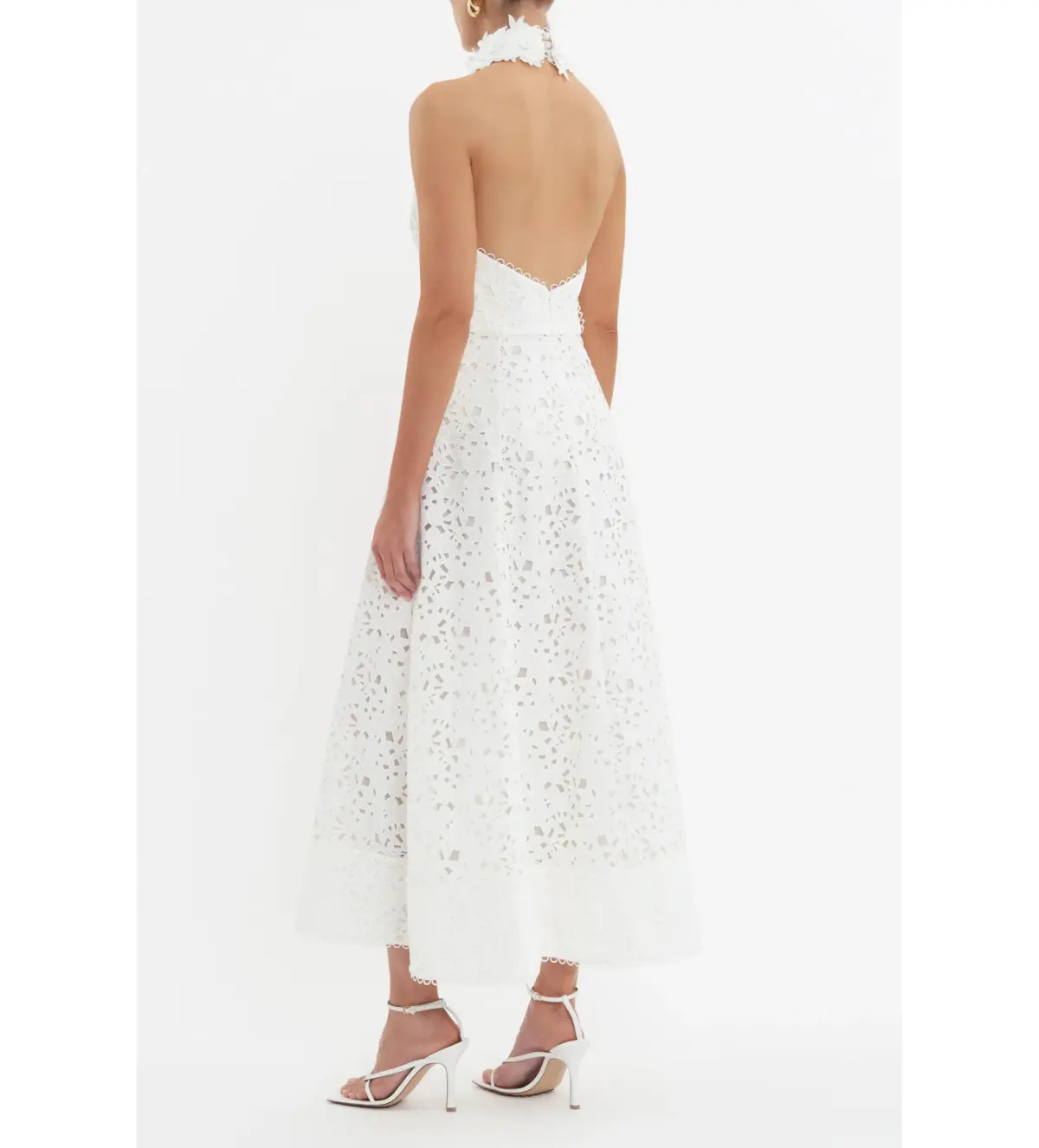Rebecca Vallance Nuvola Halter Midi Dress in Ivory Size AU 8 - Image 6
