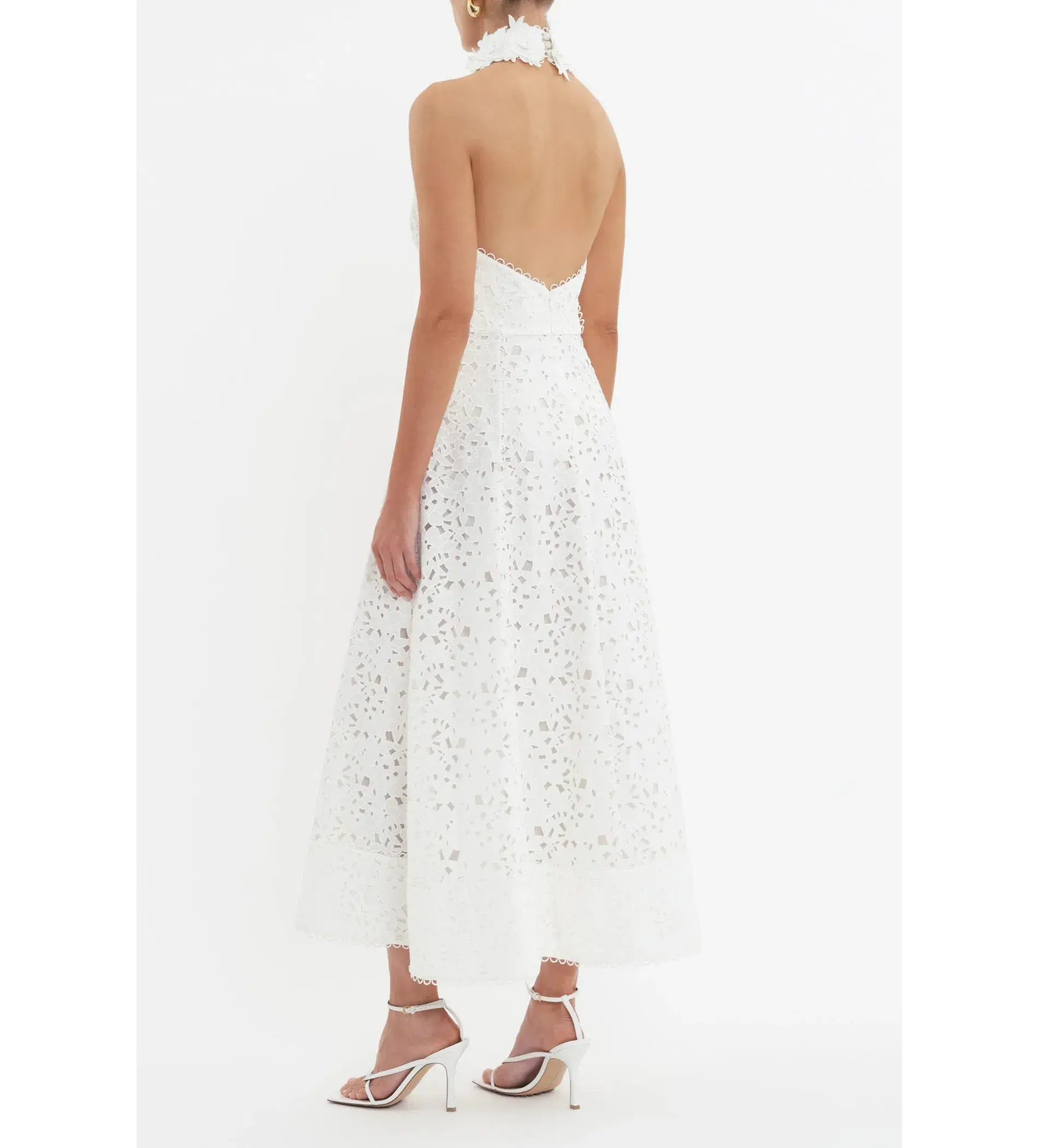 Rebecca Vallance Nuvola Halter Midi Dress in Ivory Size AU 8 - Image 6
