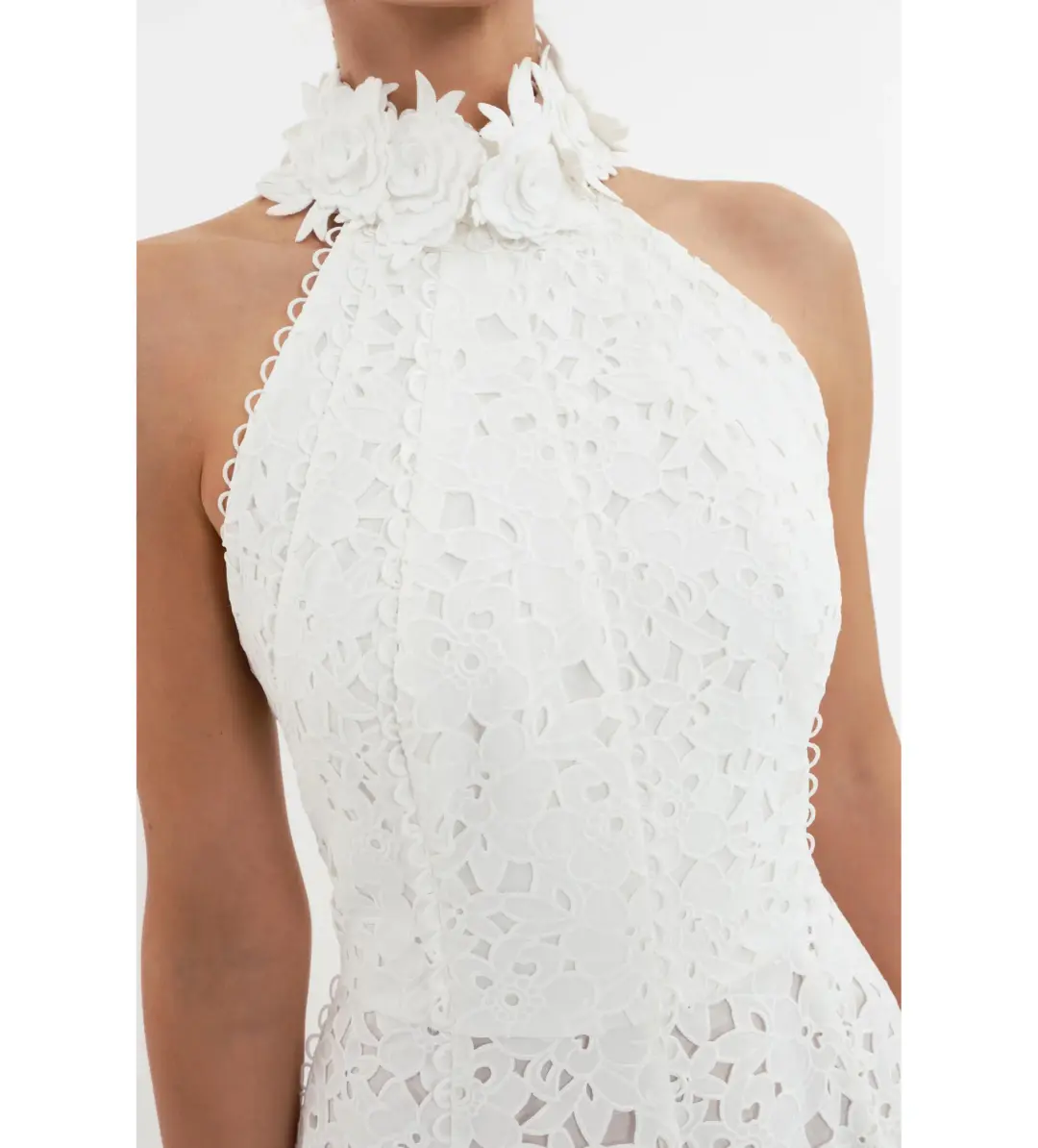 Rebecca Vallance Nuvola Halter Midi Dress in Ivory Size AU 8 for rent on The Volte - main image