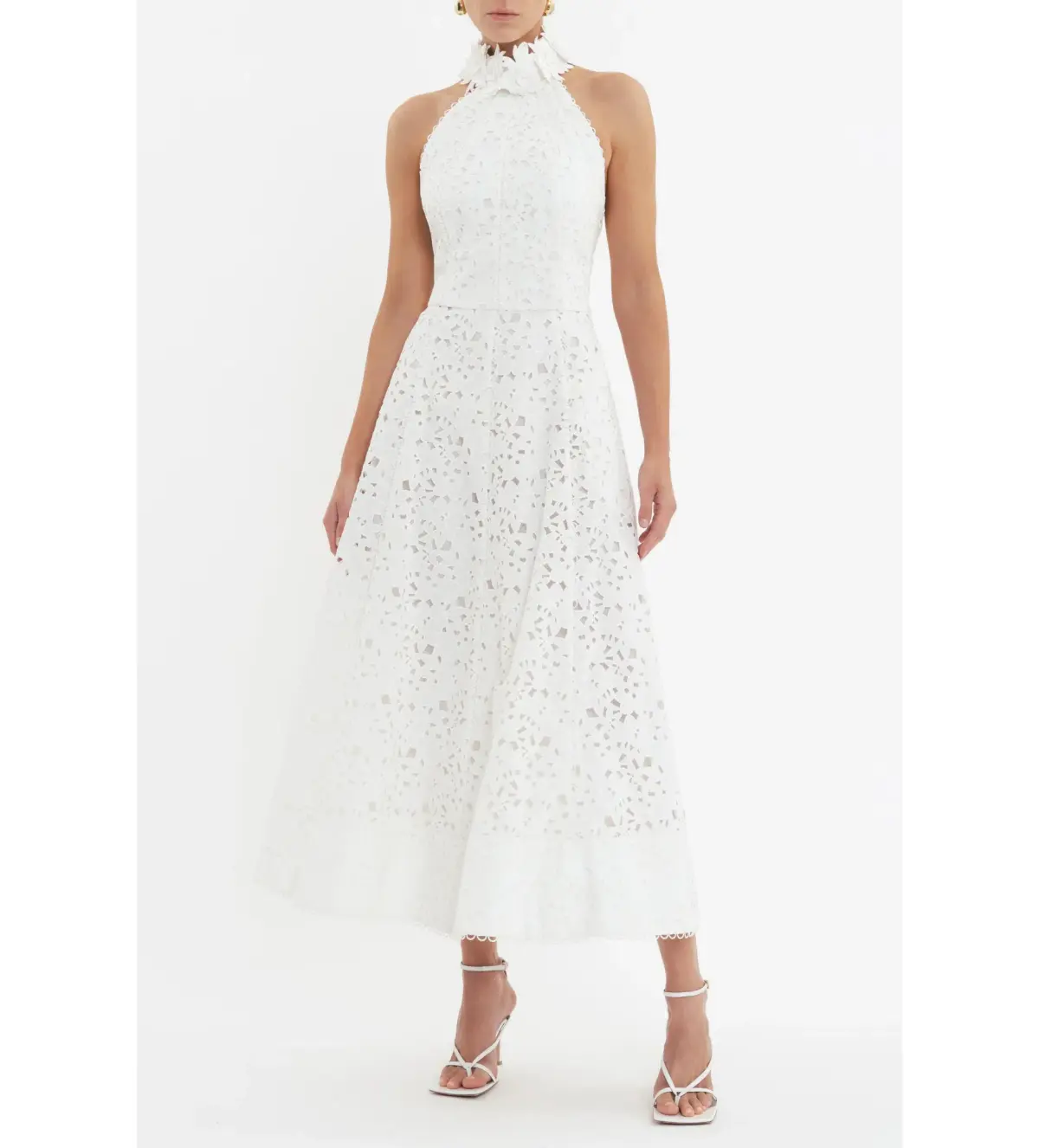 Rebecca Vallance Nuvola Halter Midi Dress in Ivory Size AU 8 - Image 2