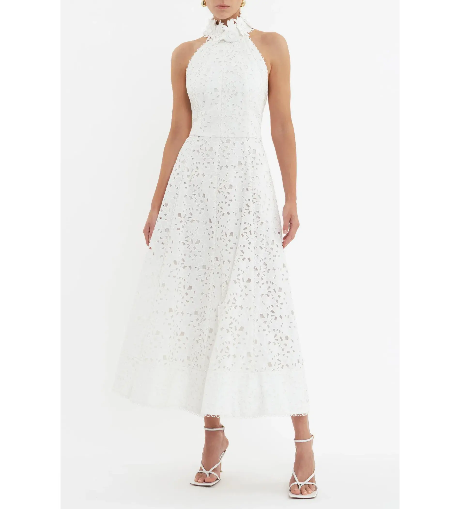 Rebecca Vallance Nuvola Halter Midi Dress in Ivory Size AU 8 - Image 2