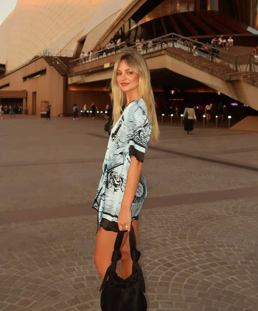 Sir the Label Dreamwood Mini Dress in Brise Soleil Size AU 8 for rent on The Volte - main image