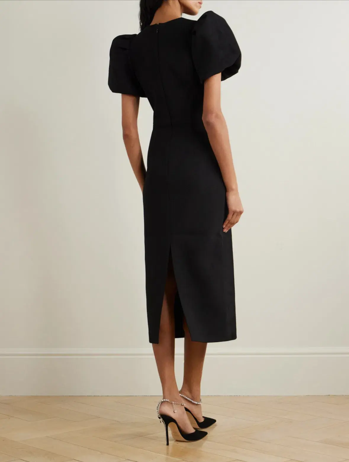 Rebecca Valance Eliana Puff Sleeve Midi Dress in Black Size AU 12 - Image 2