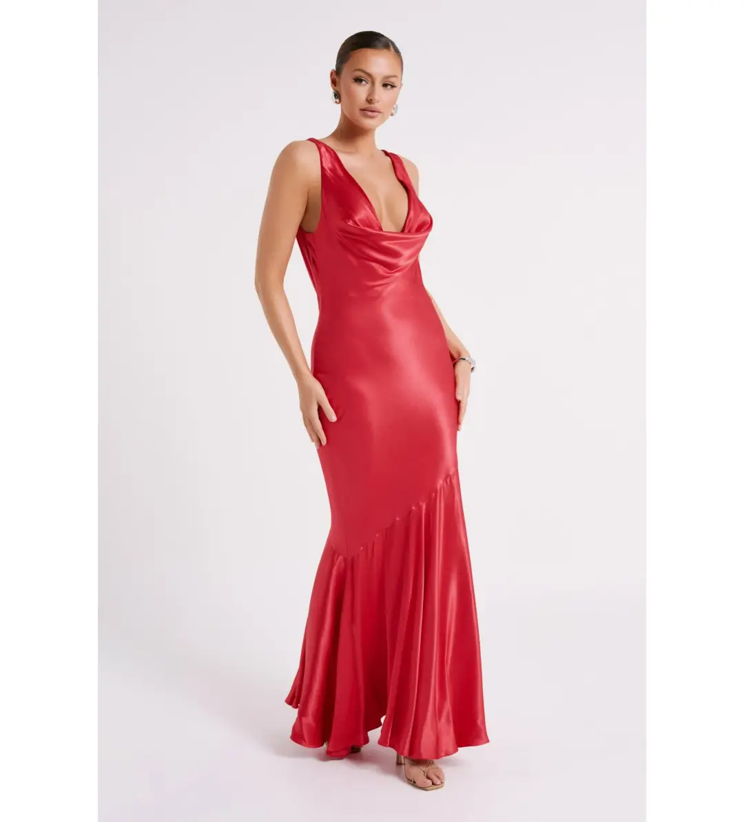 Meshki Ellison Satin Cowl Gown Red Size Small / AU 8 for rent on The Volte - main image