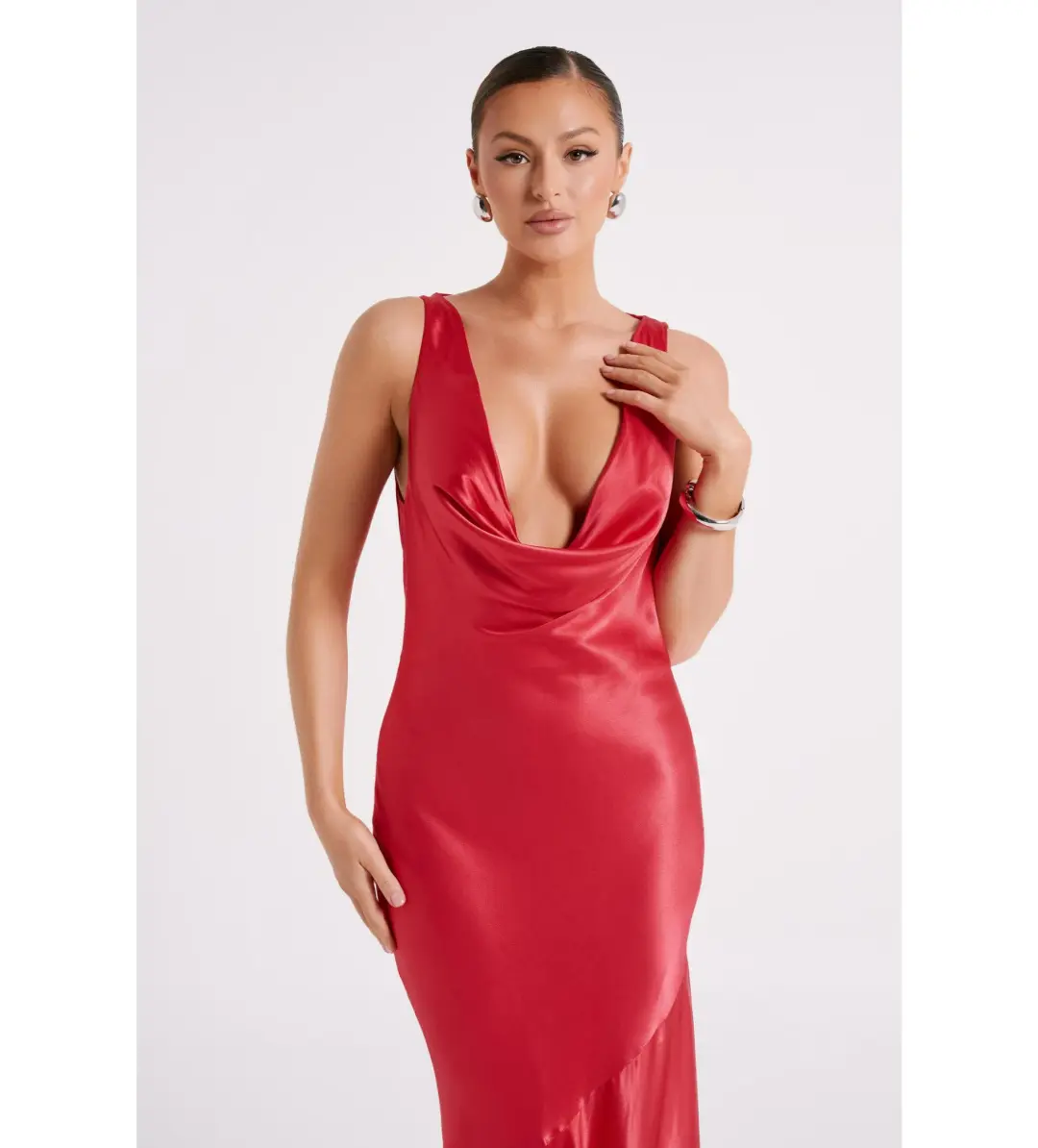 Meshki Ellison Satin Cowl Gown Red Size Small / AU 8 for rent on The Volte - main image
