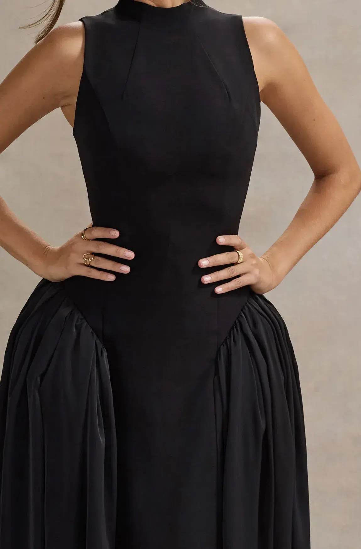 Club L London Napoli High Neck Midi Dress Black Size 10 - Image 2