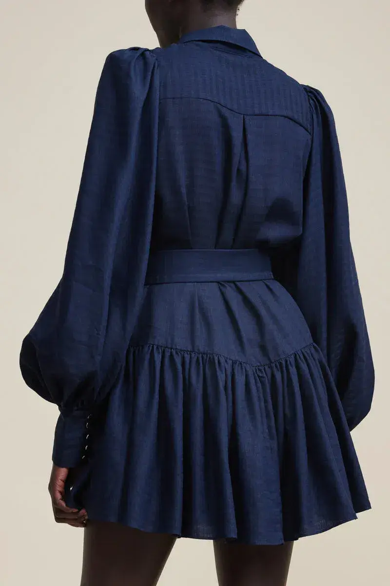 Acler Sherwood Mini Dress Navy Size 8 - Image 3