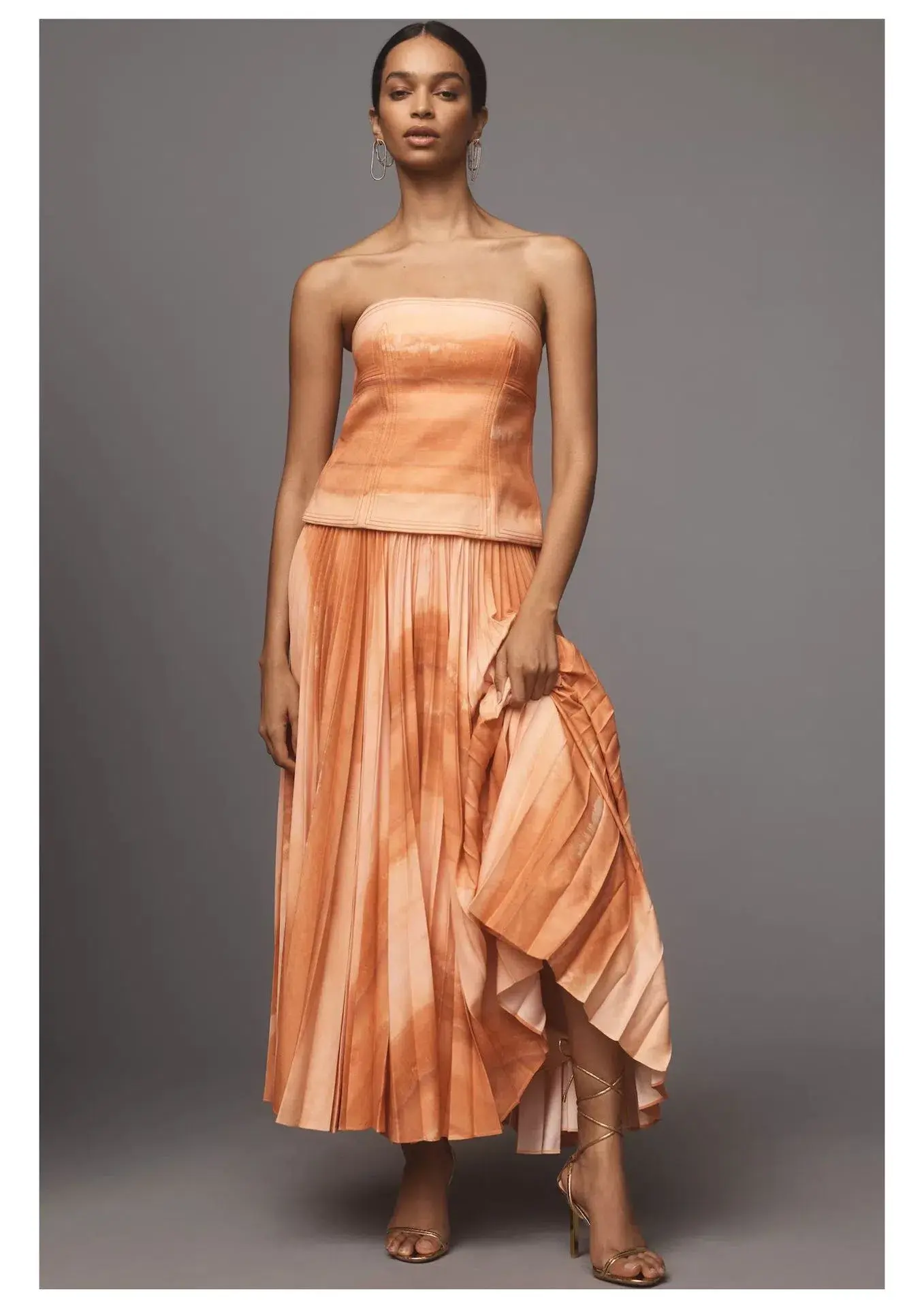 Acler Brayswick Midi Dress Melon Watercolour Size 12 - Image 1