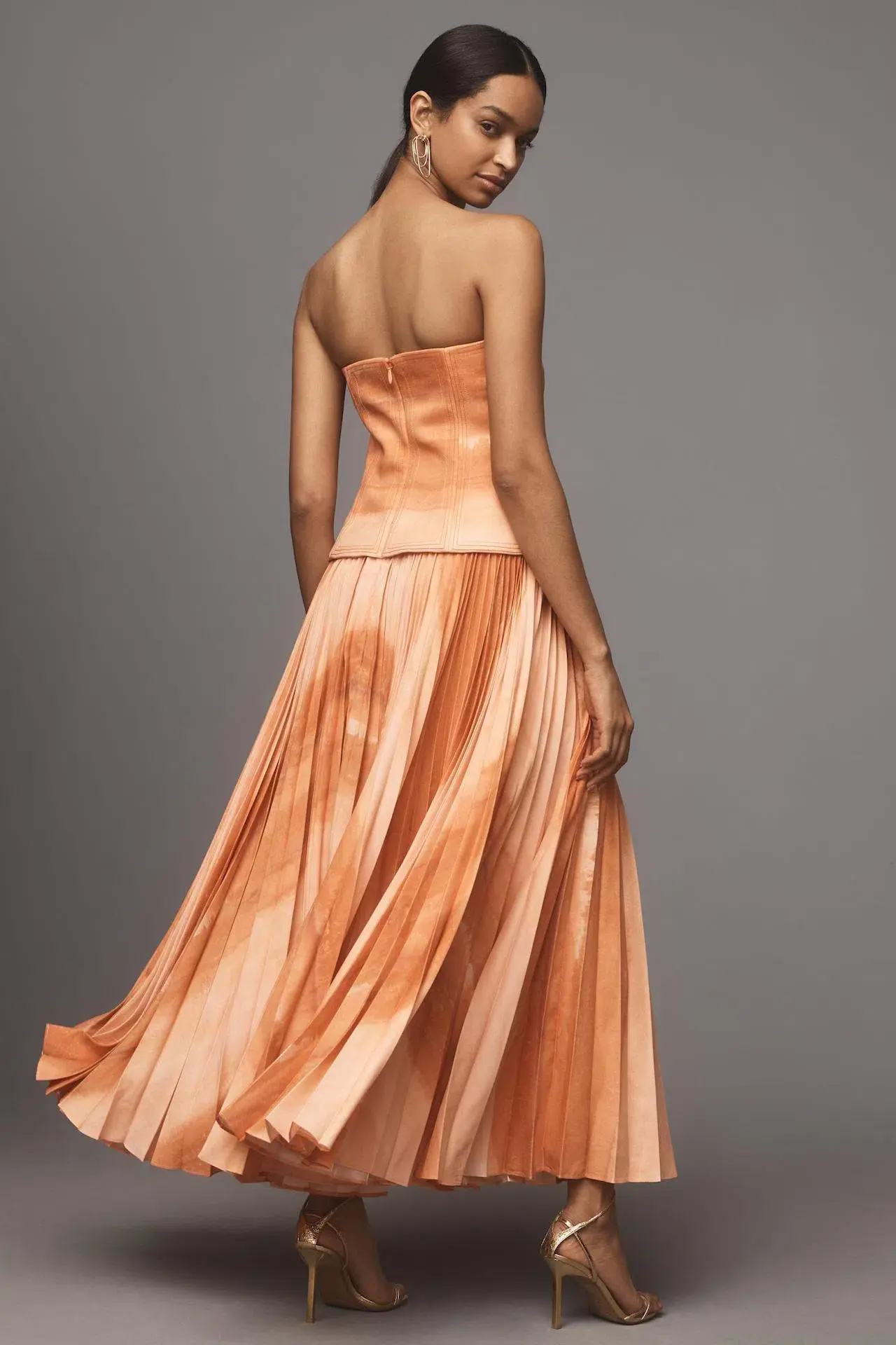 Acler Brayswick Midi Dress Melon Watercolour Size 12 - Image 3