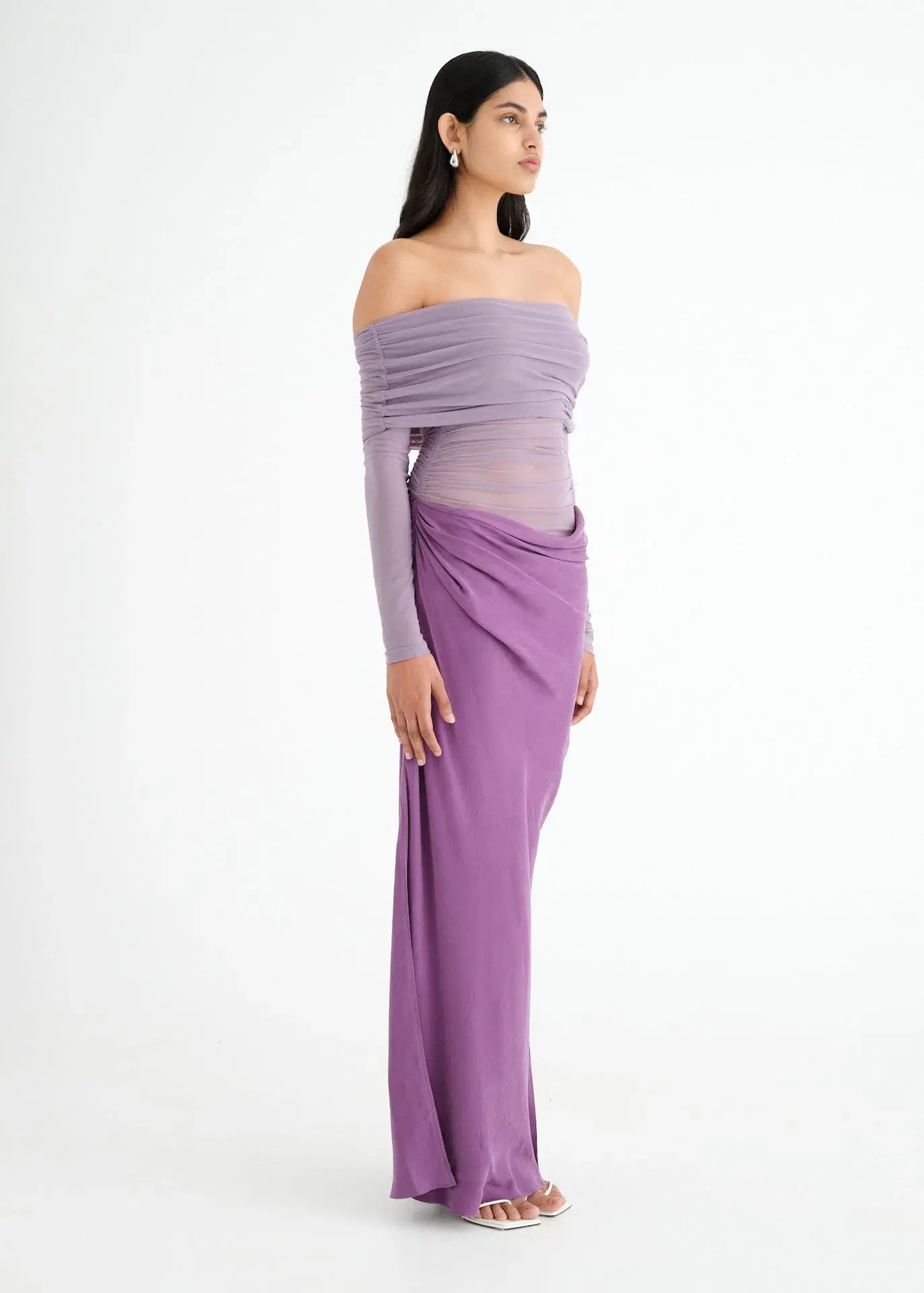 Benni Yasmin Off Shoulder Maxi Dress Vintage Orchid Size 12 - Image 2
