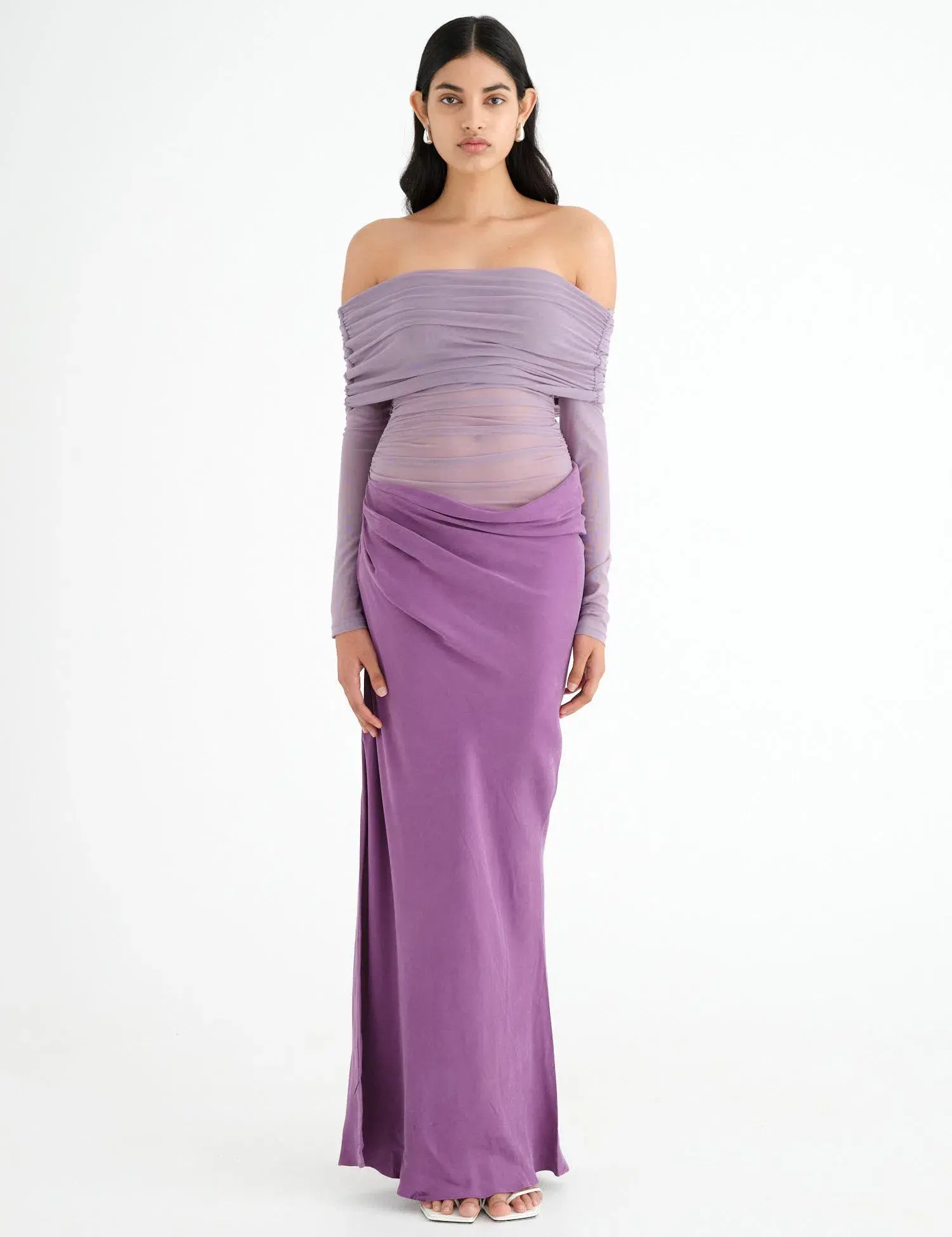 Benni Yasmin Off Shoulder Maxi Dress Vintage Orchid Size 12 - Image 1