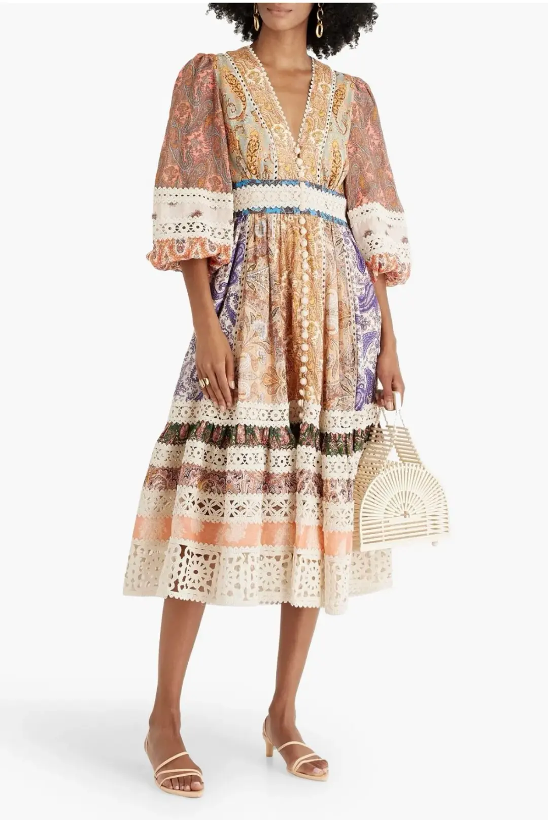 Zimmermann Devi Spliced Midi Dress Print Size 4 / AU 16 for rent on The Volte - main image