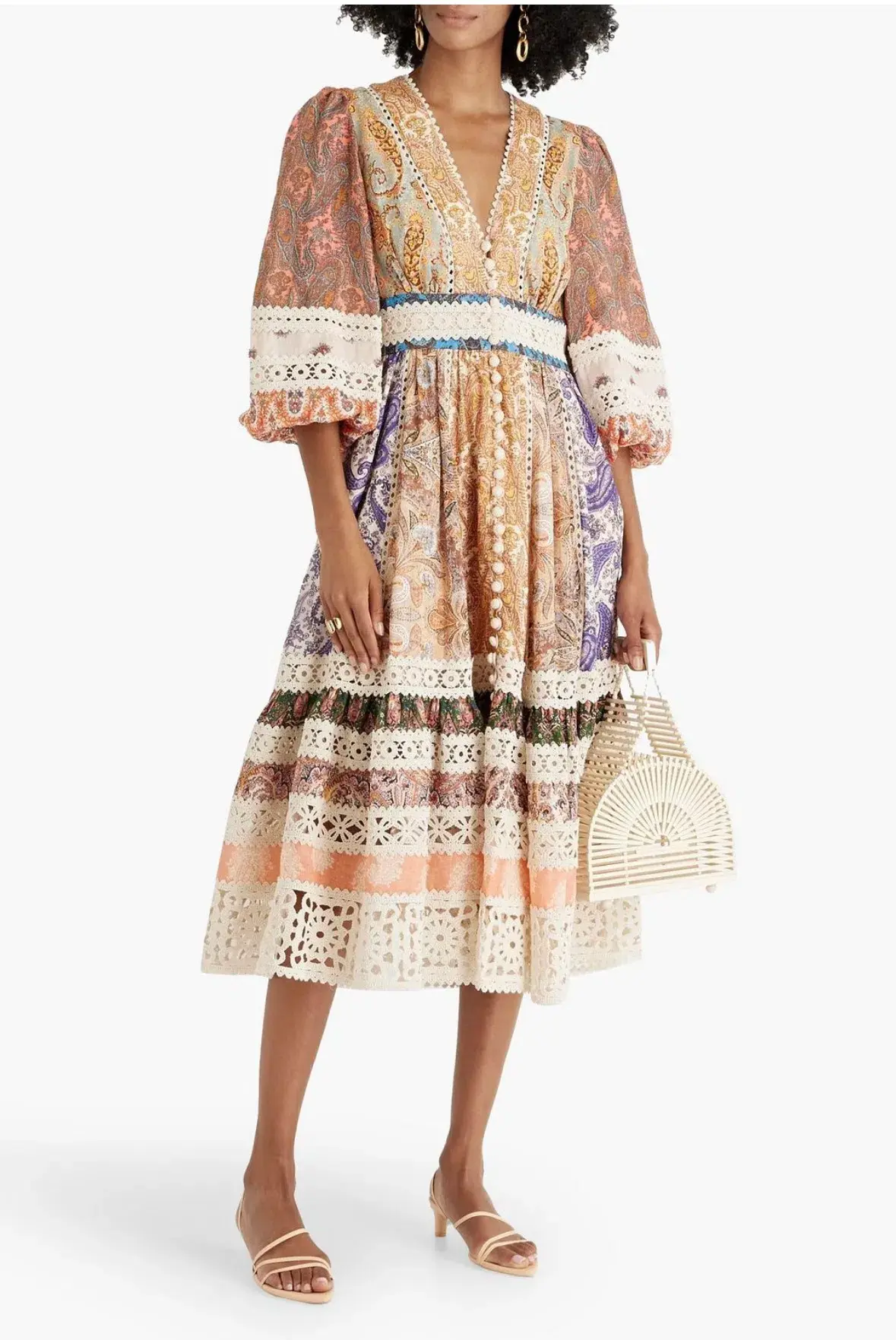 Zimmermann Devi Spliced Midi Dress Print Size 4 / AU 16 - Image 2