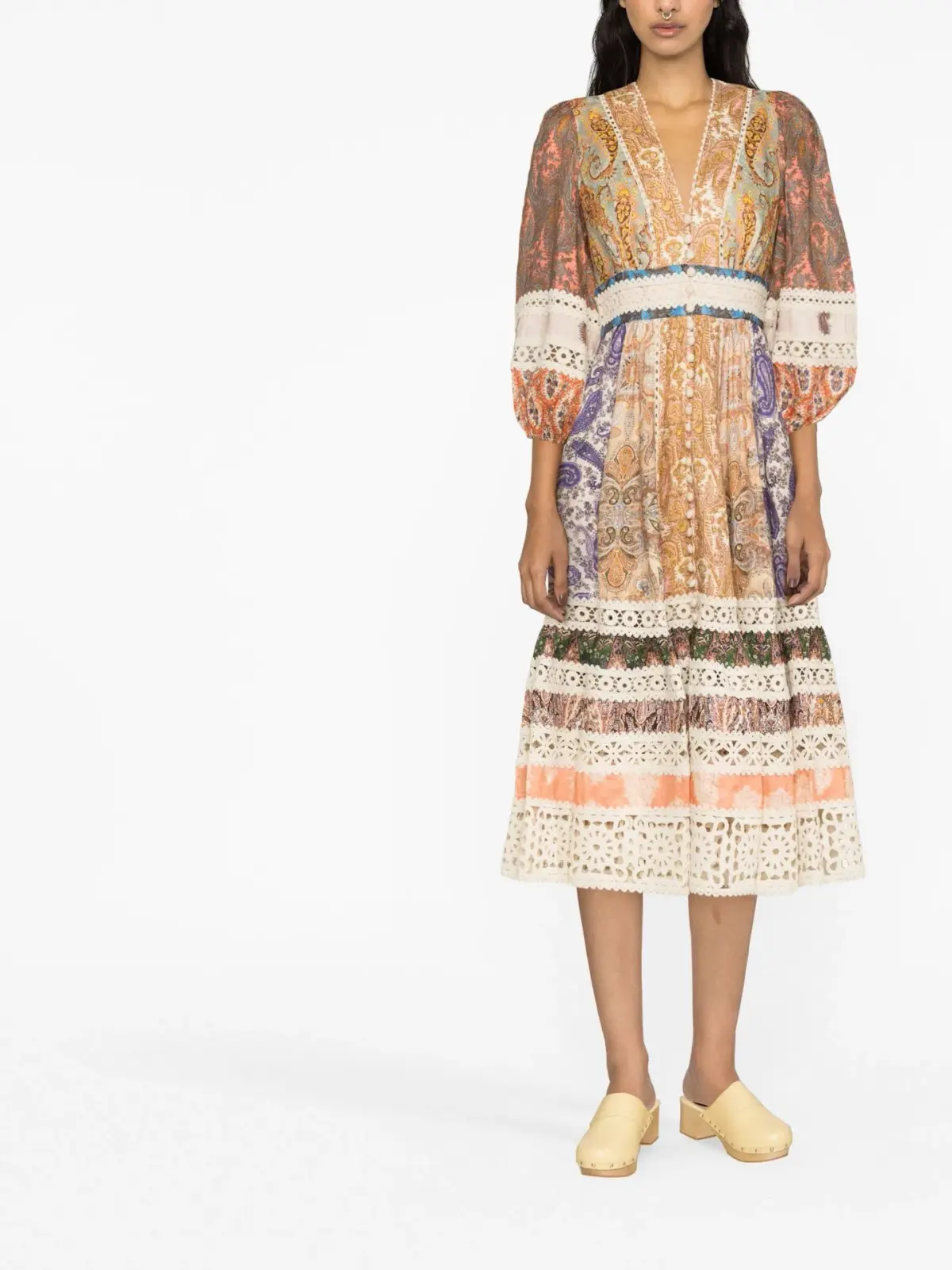 Zimmermann Devi Spliced Midi Dress Print Size 4 / AU 16 - Image 1