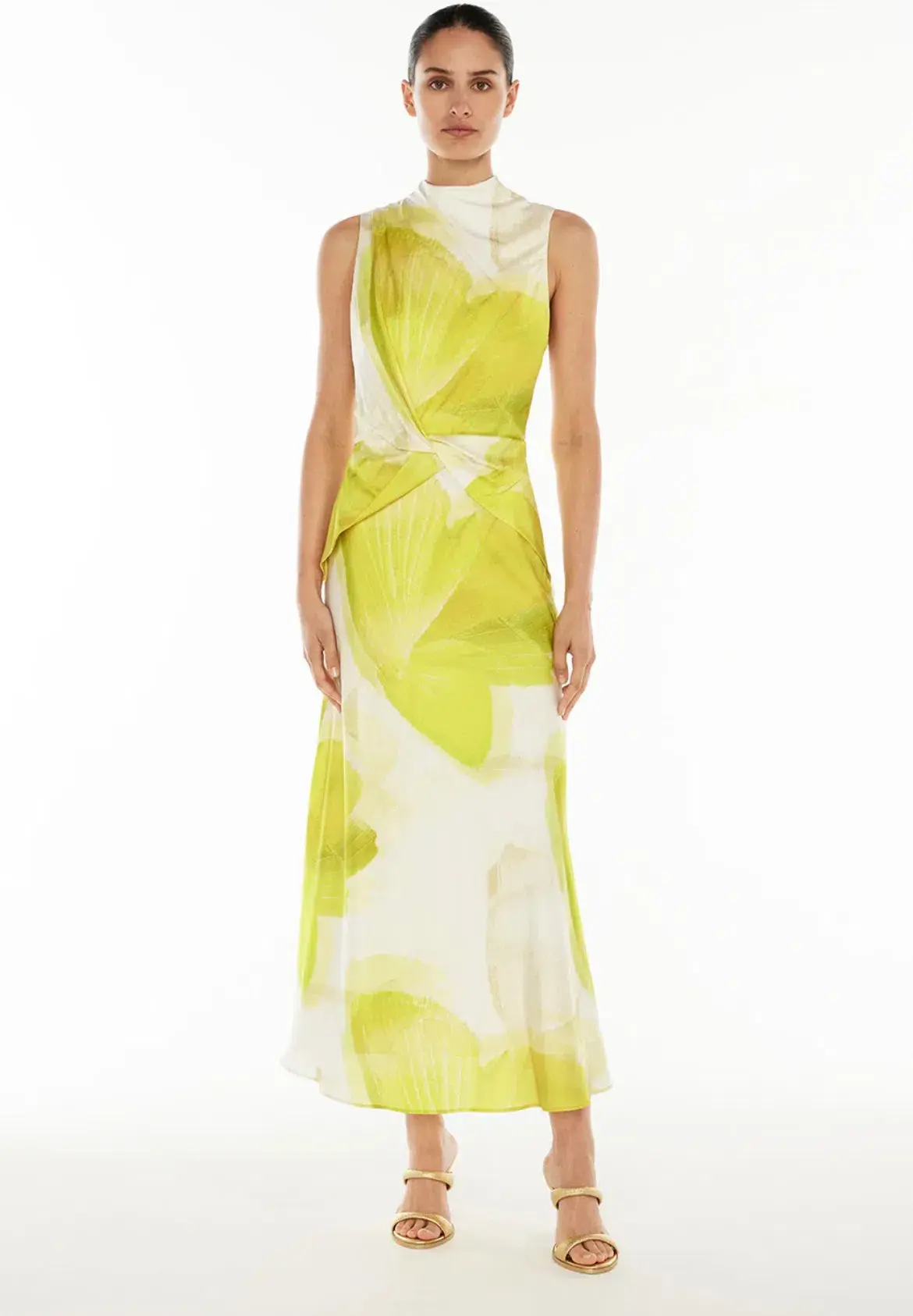 Manning Cartell Levitating Butterflies Drape Midi Dress Yellow/White Print Size 12 - Image 6