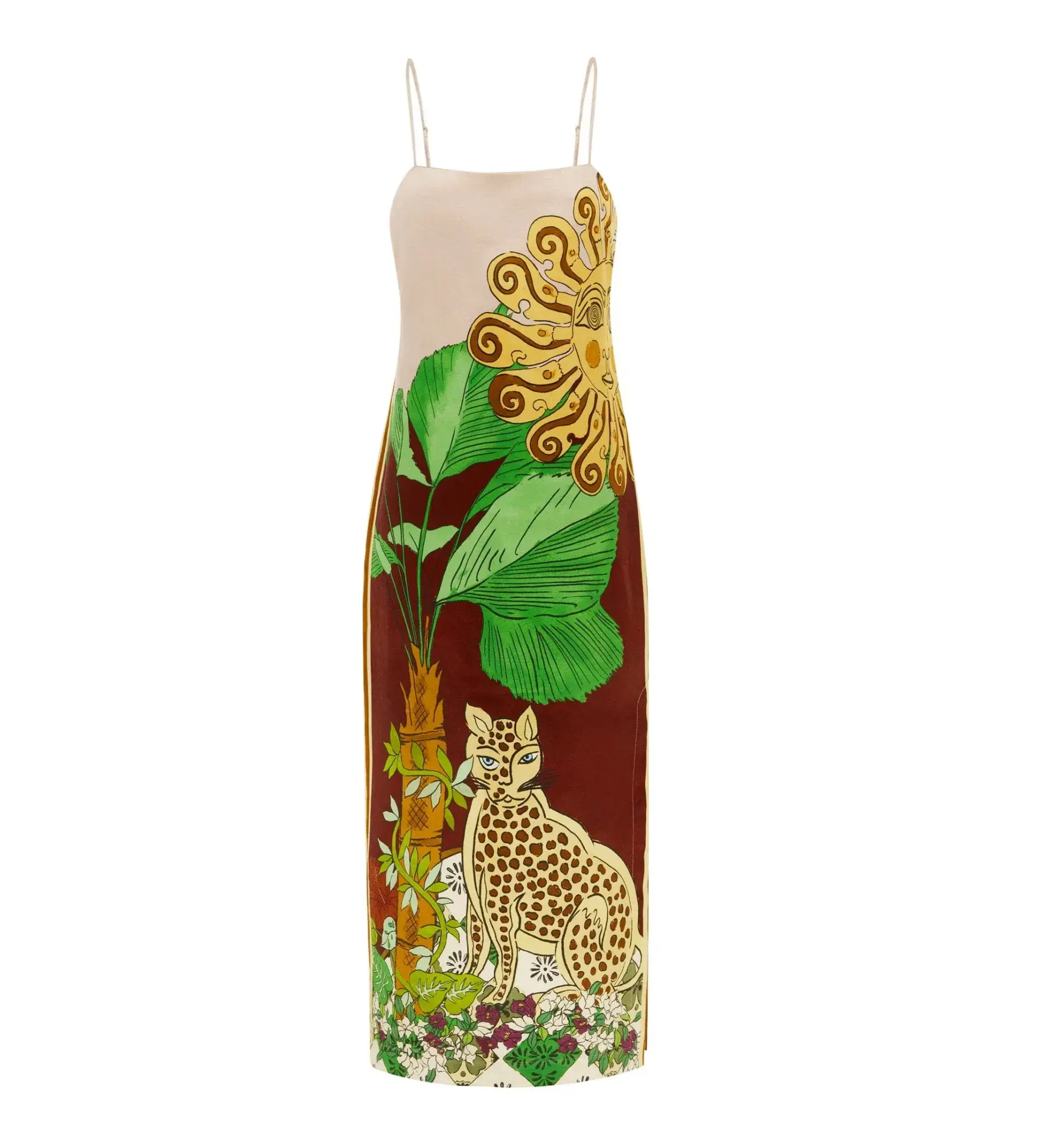 Alemais Tiger Slip Midi Dress Multi Size AU 12 - Image 4