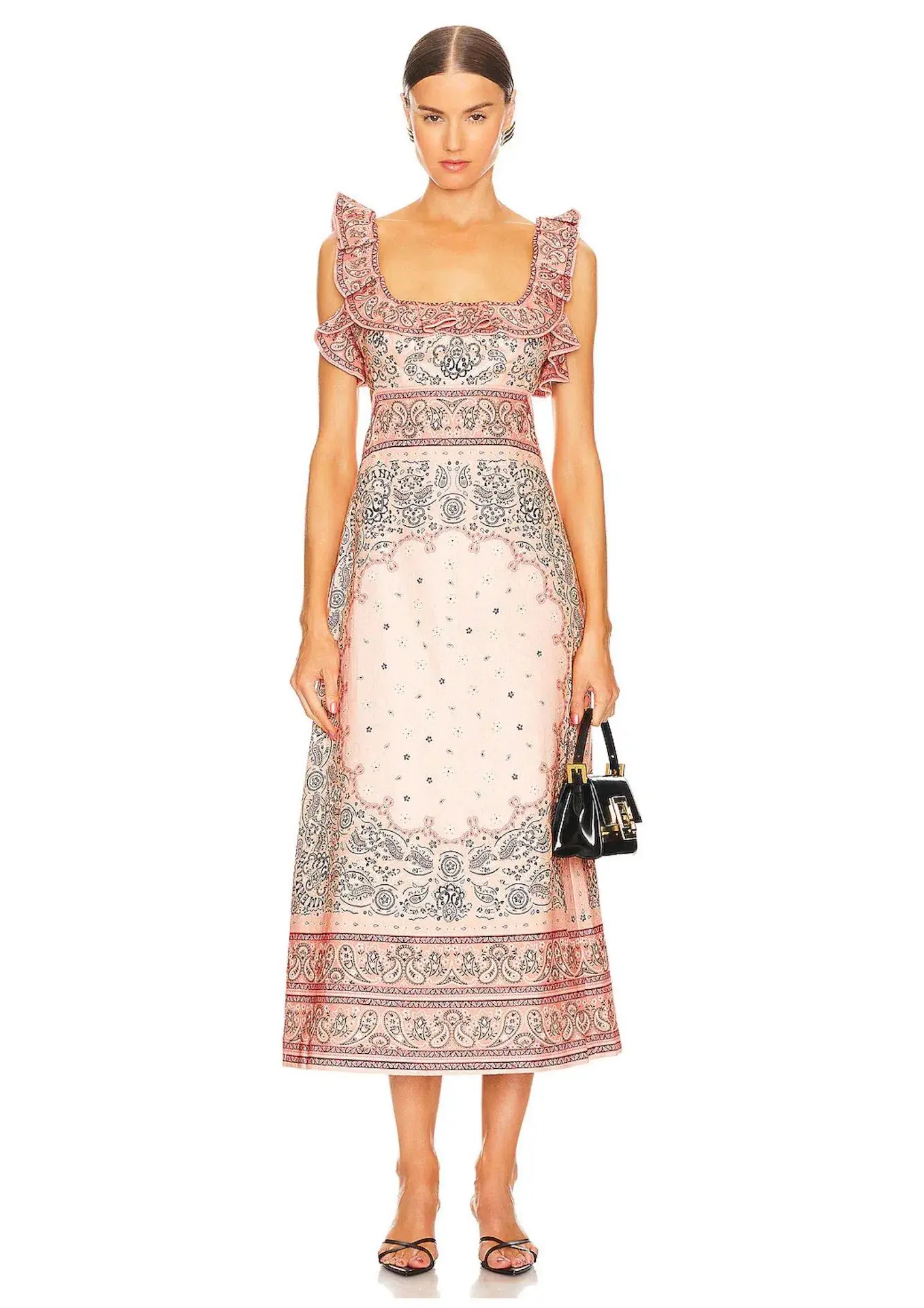 Zimmermann Matchmaker Frilled Midi Dress Pink Bandana Size 4 / AU 16 - Image 1