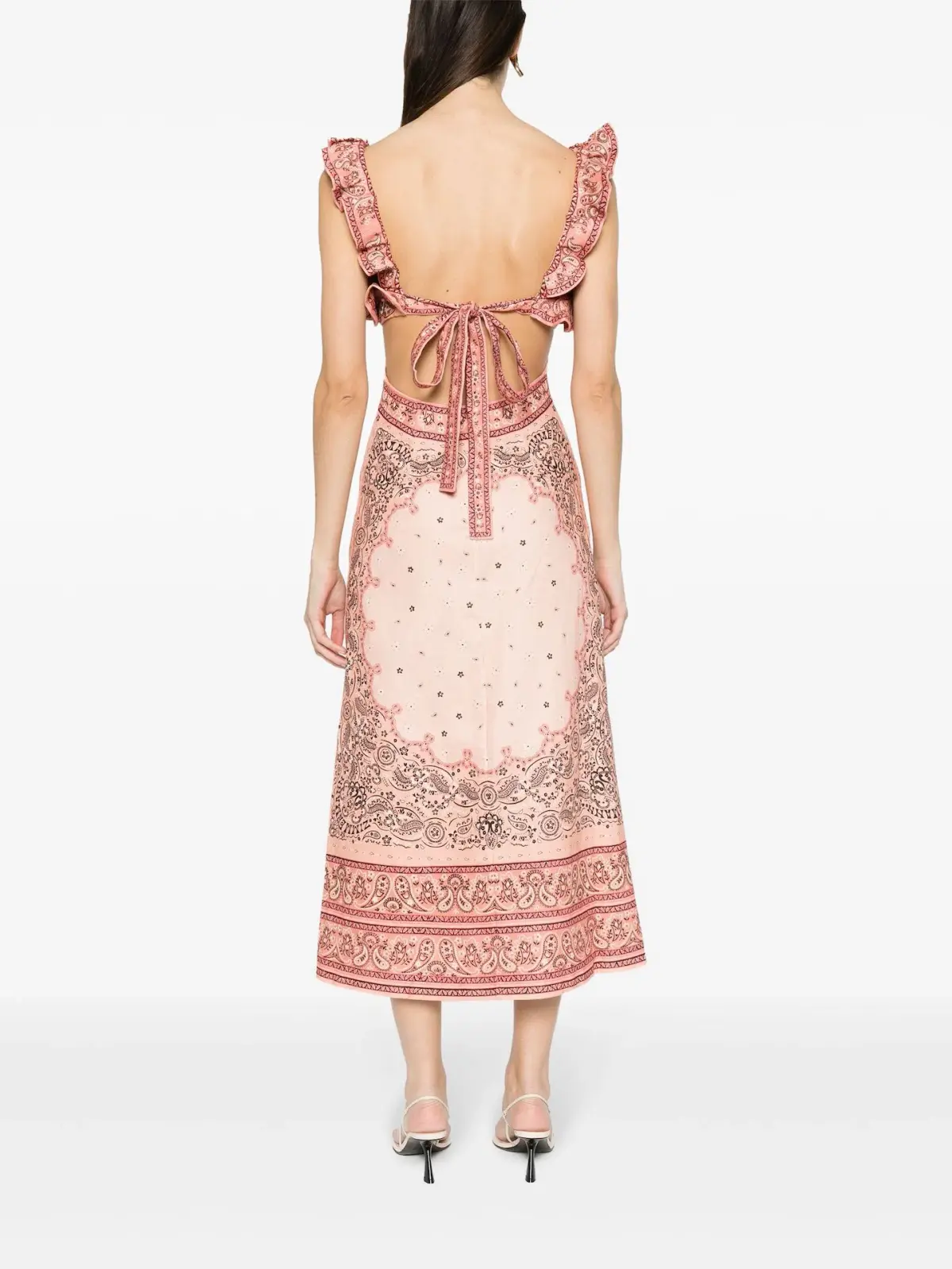 Zimmermann Matchmaker Frilled Midi Dress Pink Bandana Size 4 / AU 16 - Image 4