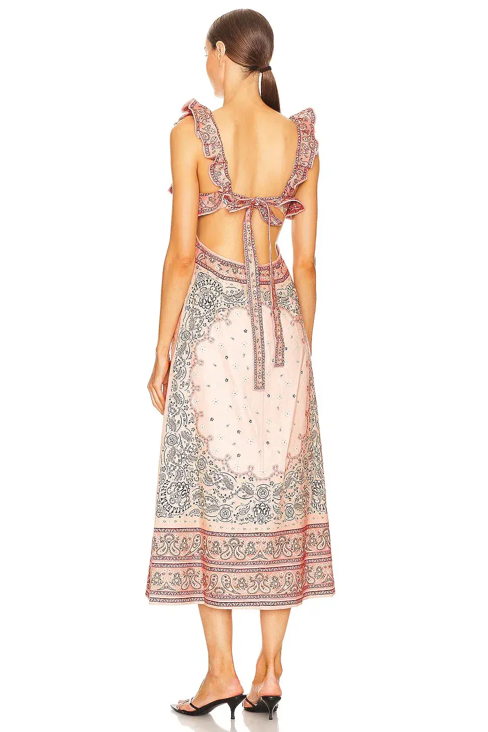 Zimmermann Matchmaker Frilled Midi Dress Pink Bandana Size 4 / AU 16 - Image 3