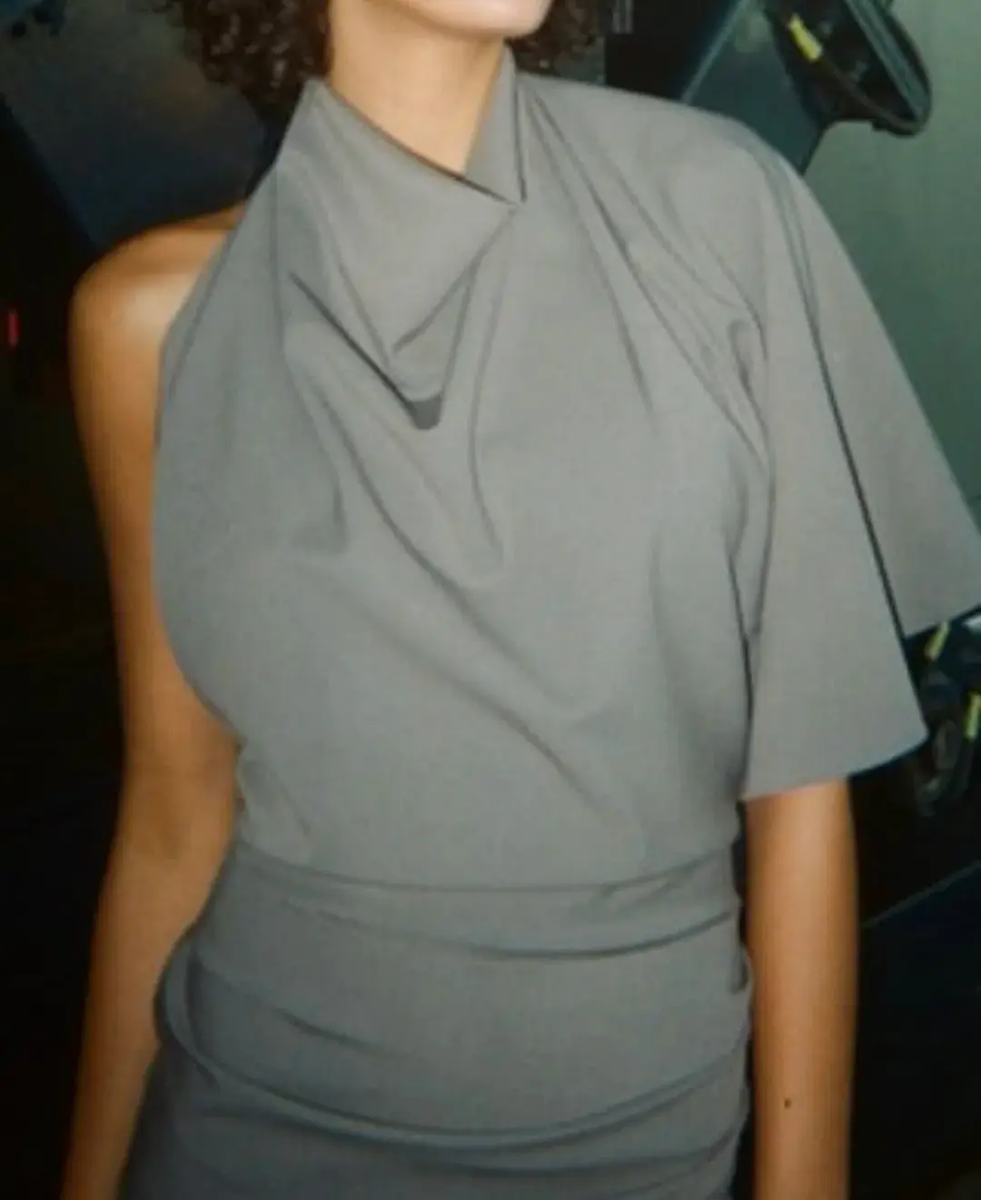 Bec & Bridge Sanja Asym Mini Dress in Elephant Grey Size 10 for rent on The Volte - main image