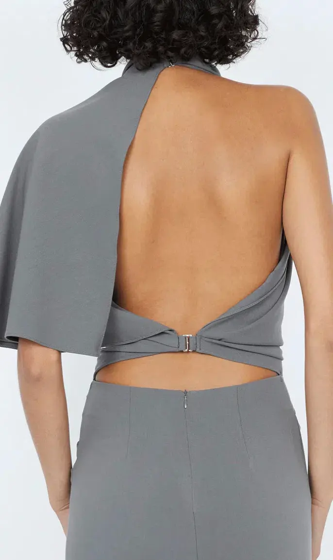Bec & Bridge Sanja Asym Mini Dress in Elephant Grey Size 10 - Image 2