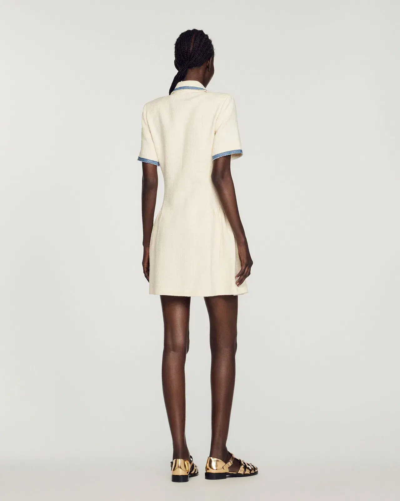 Sandro Paris Seville Double Breasted Woven Mini Dress White Size S / AU 8 - Image 2
