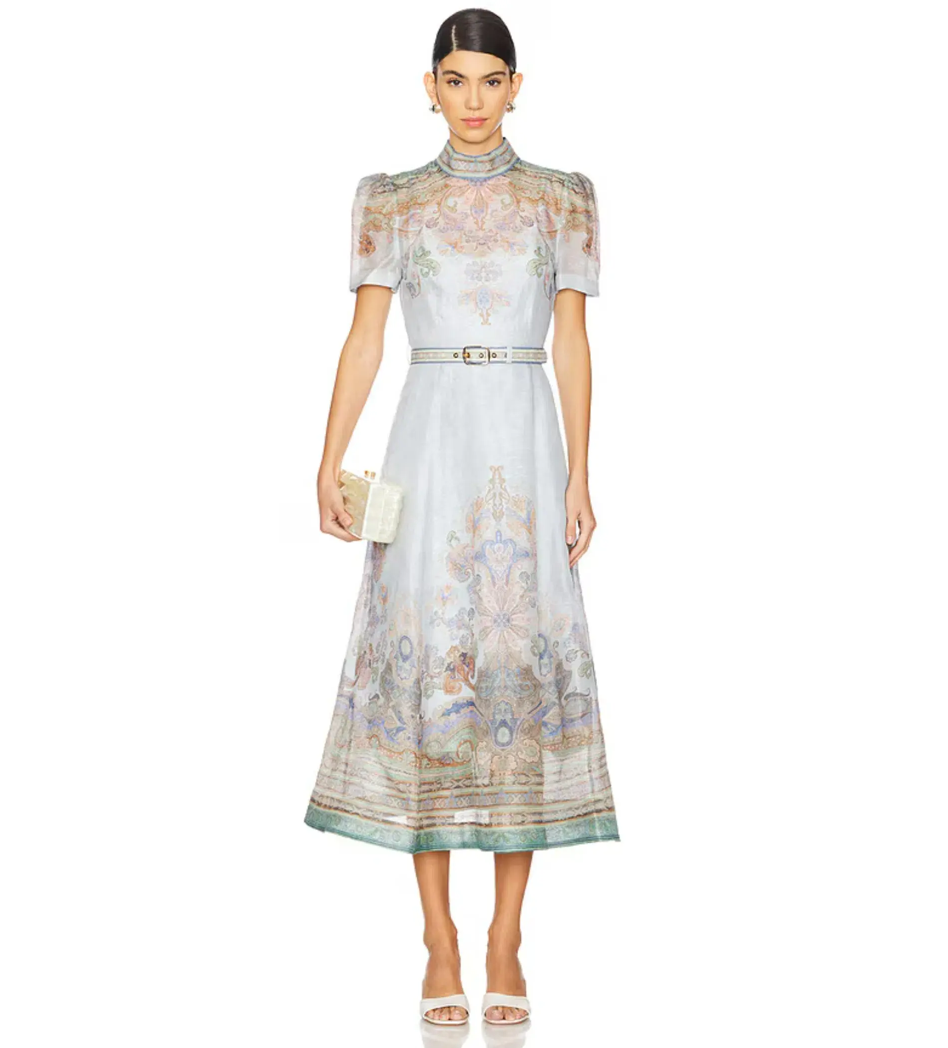 Zimmerman Eden Belted Midi Dress  in Blue Paisley Size 2 / AU 12 - Image 1
