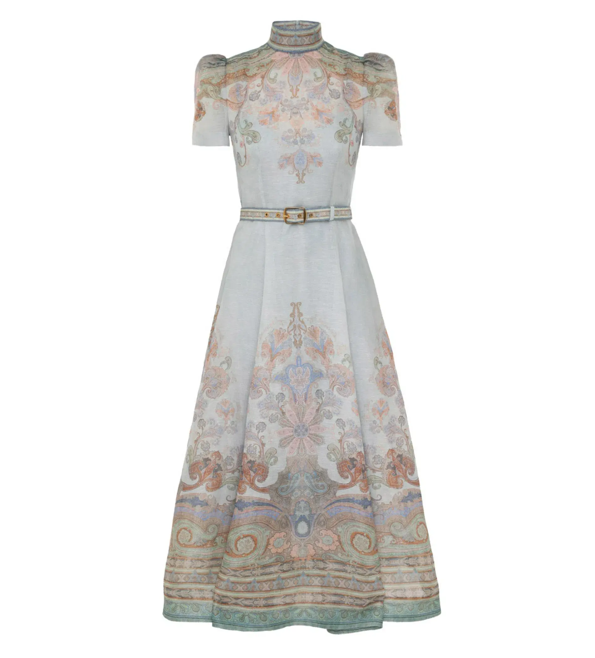 Zimmerman Eden Belted Midi Dress  in Blue Paisley Size 2 / AU 12 - Image 3