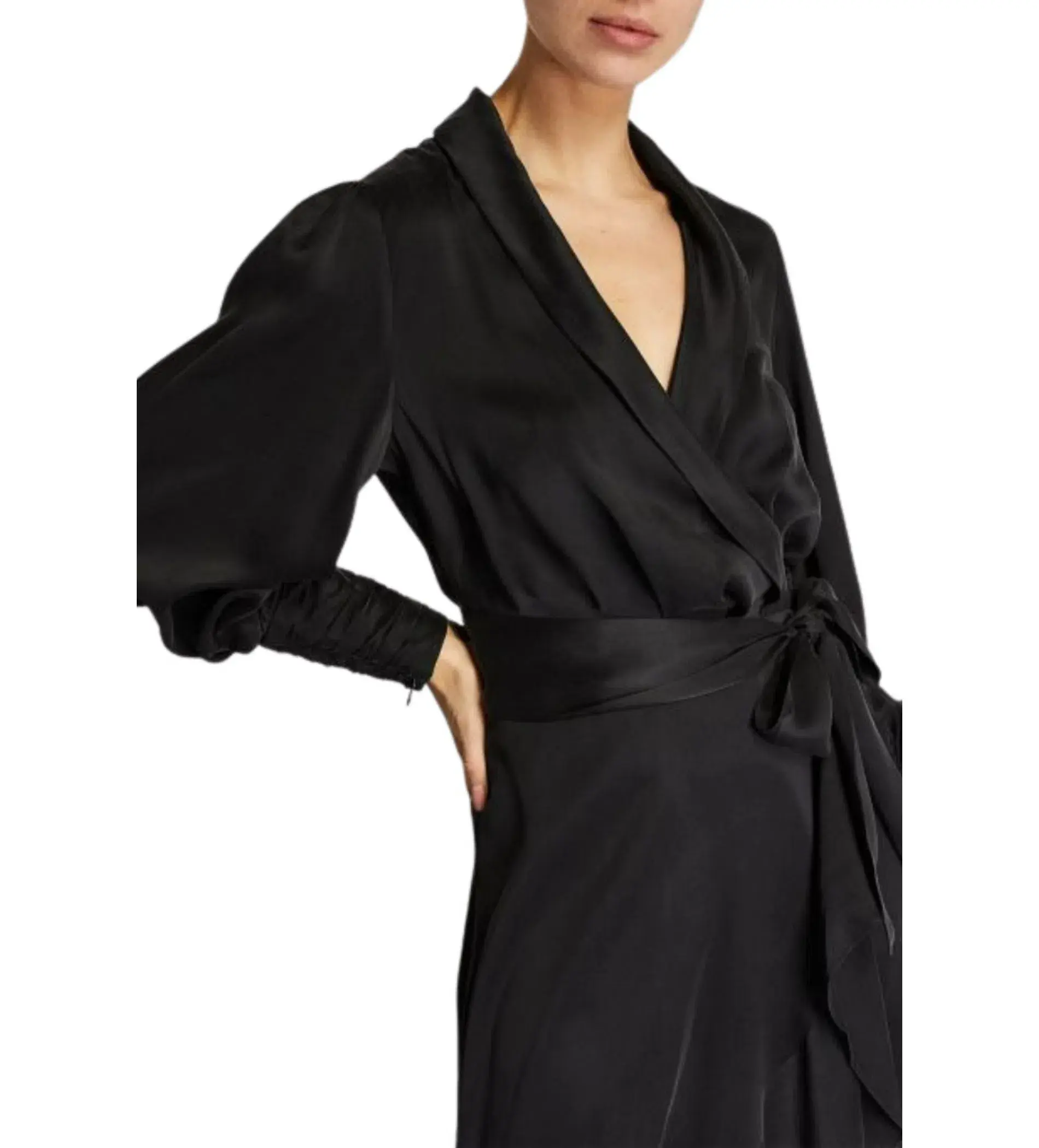 Zimmerman Silk Wrap Midi Dress in Black Size 2 / AU 12 - Image 3