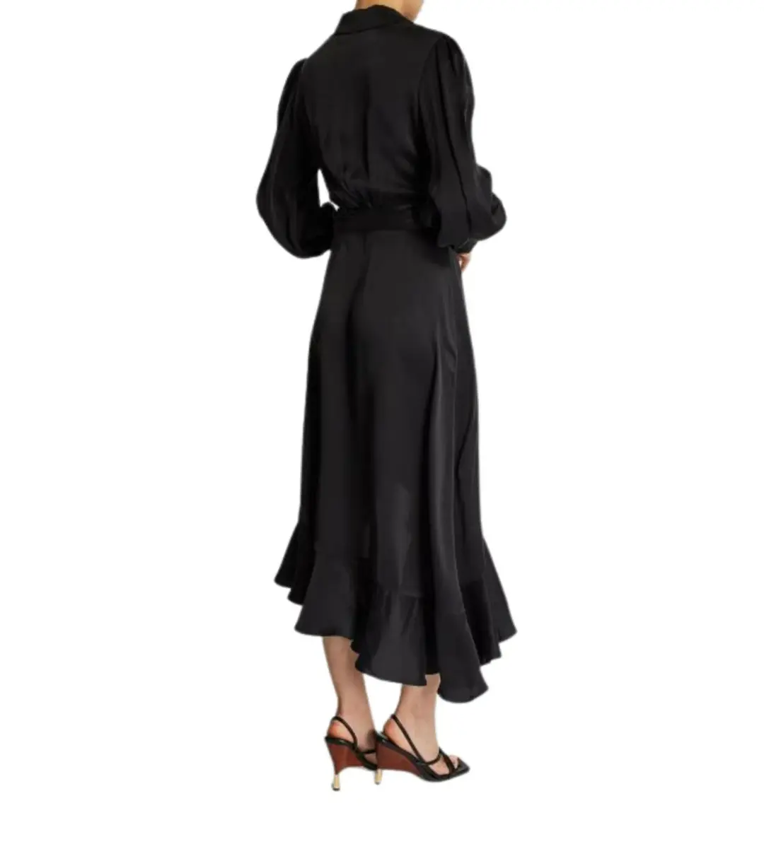 Zimmerman Silk Wrap Midi Dress in Black Size 2 / AU 12 for rent on The Volte - main image